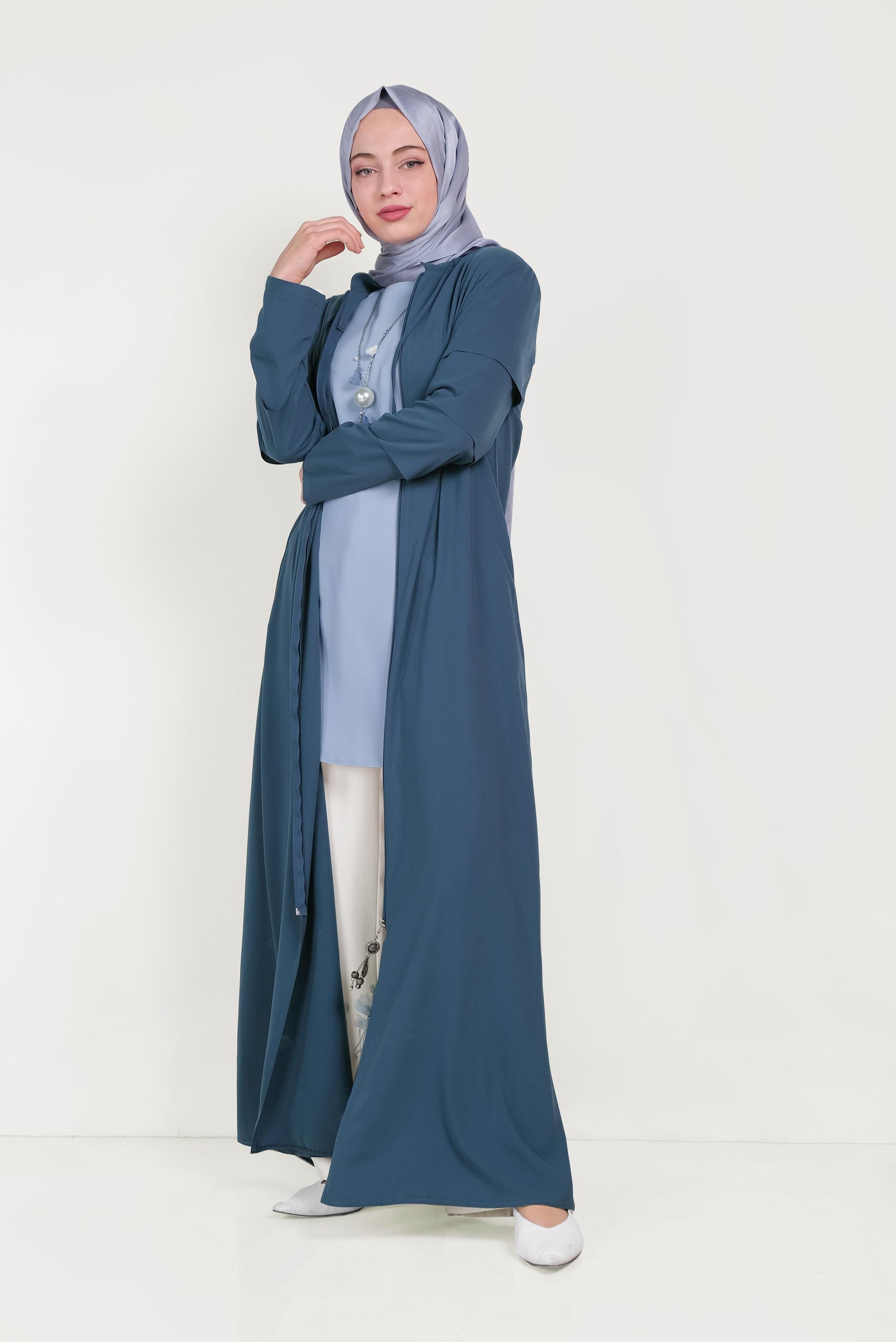 Hijab clothing GREEN ABAYA WITH TIERED SLEEVES 80007 