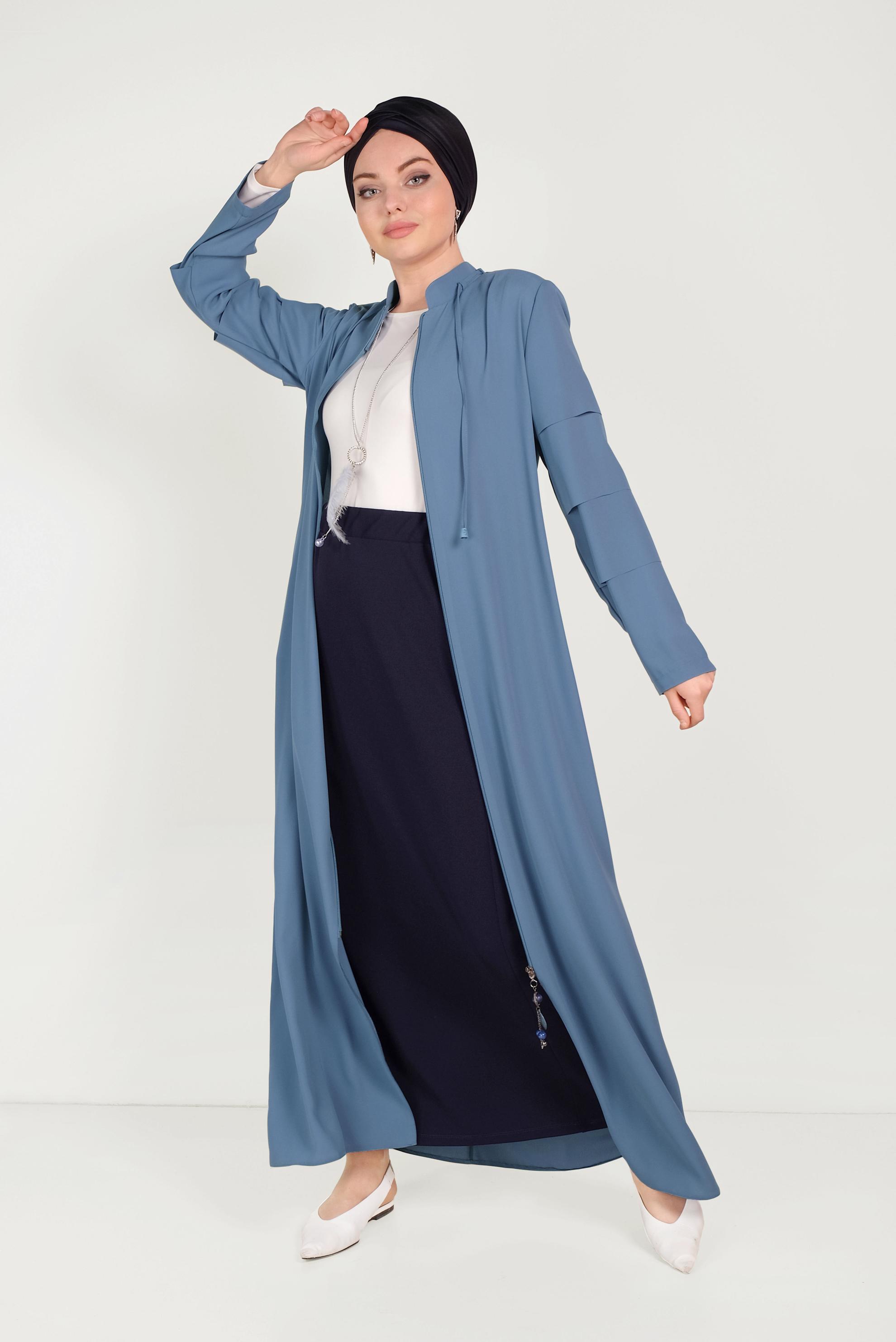 Hijab clothing PURPLE ABAYA WITH TIERED SLEEVES 80007 