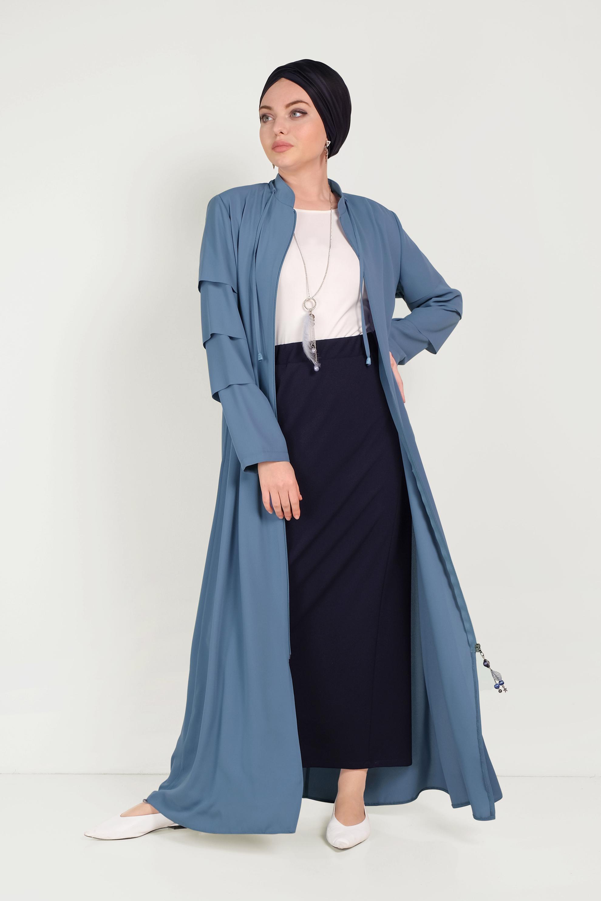 Hijab clothing PURPLE ABAYA WITH TIERED SLEEVES 80007 