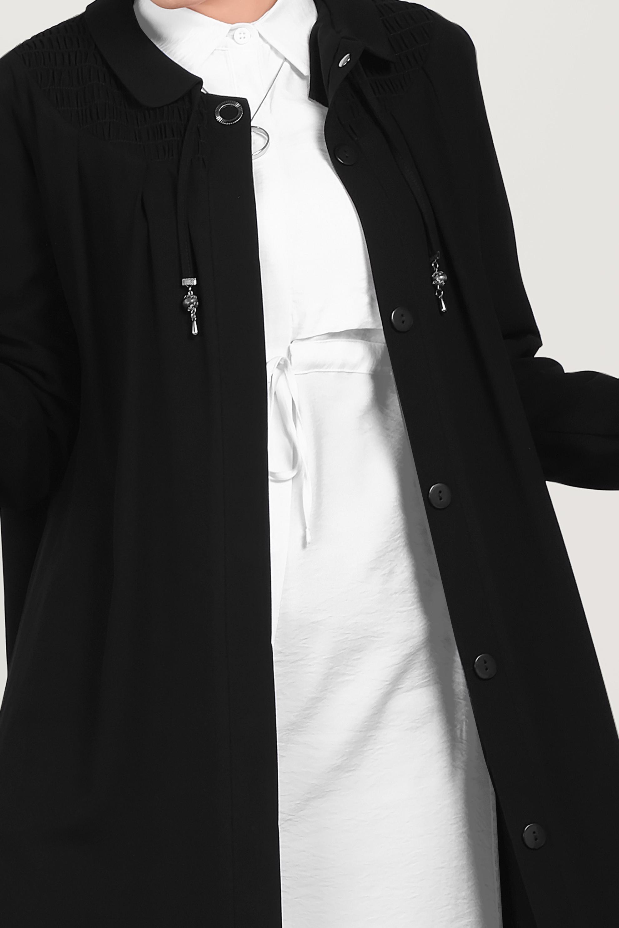 Tesettür giyim SİYAH BEBE YAKA FERACE 80008 