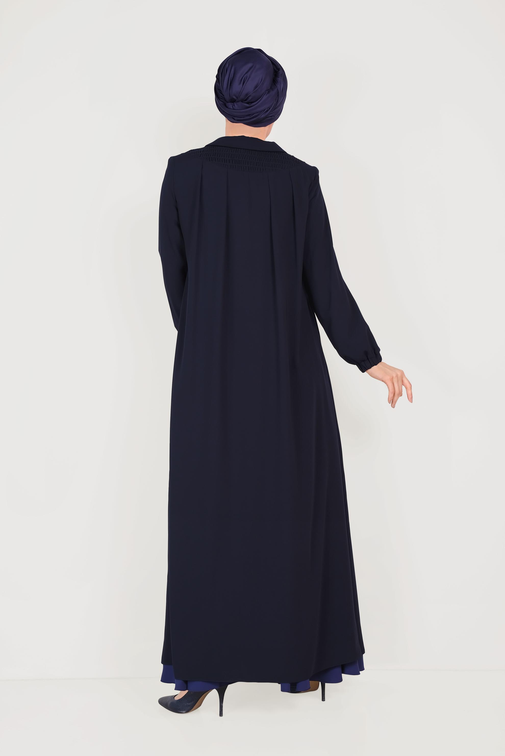 Tesettür giyim LACİVERT BEBE YAKA FERACE 80008 