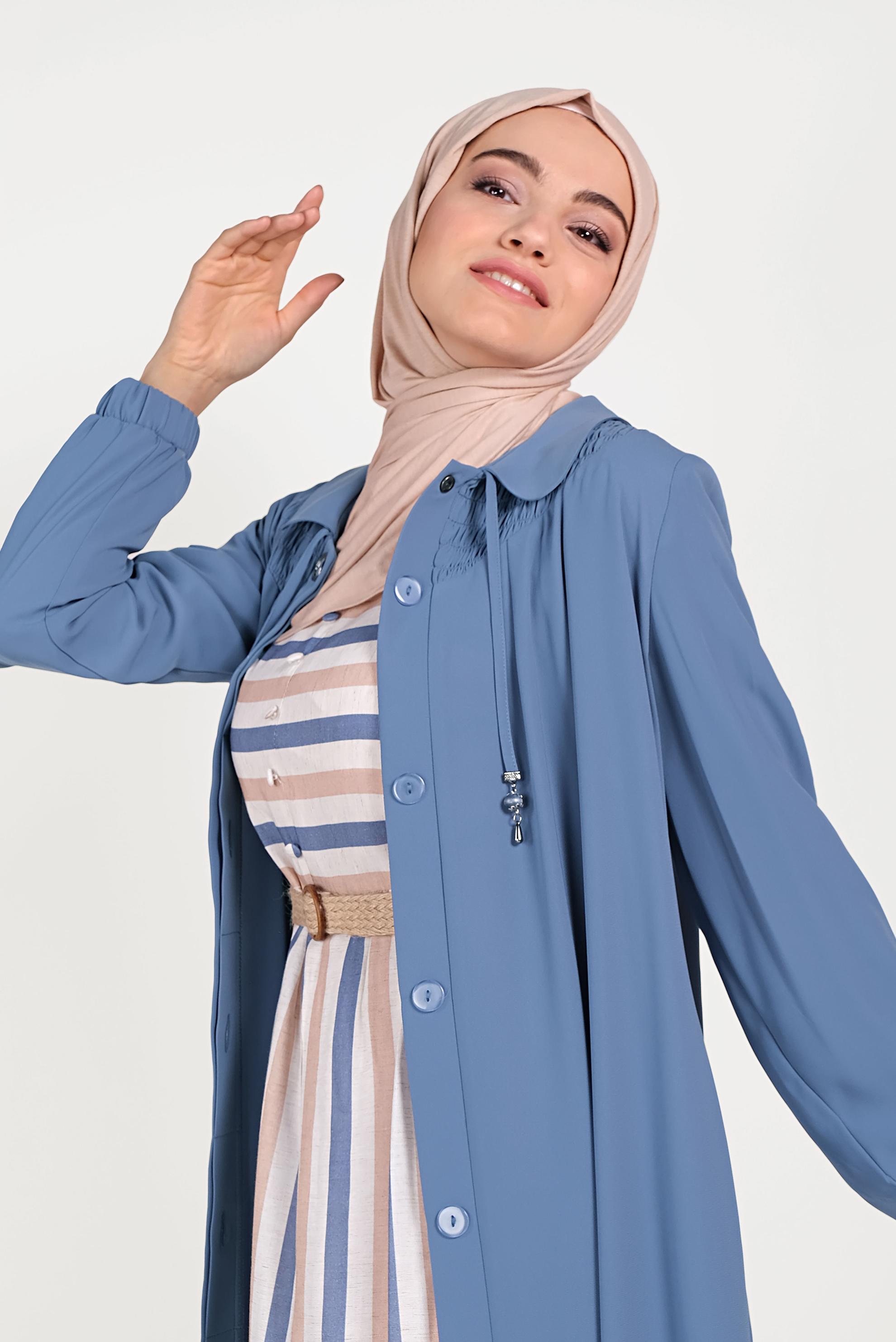 Tesettür giyim MOR BEBE YAKA FERACE 80008 