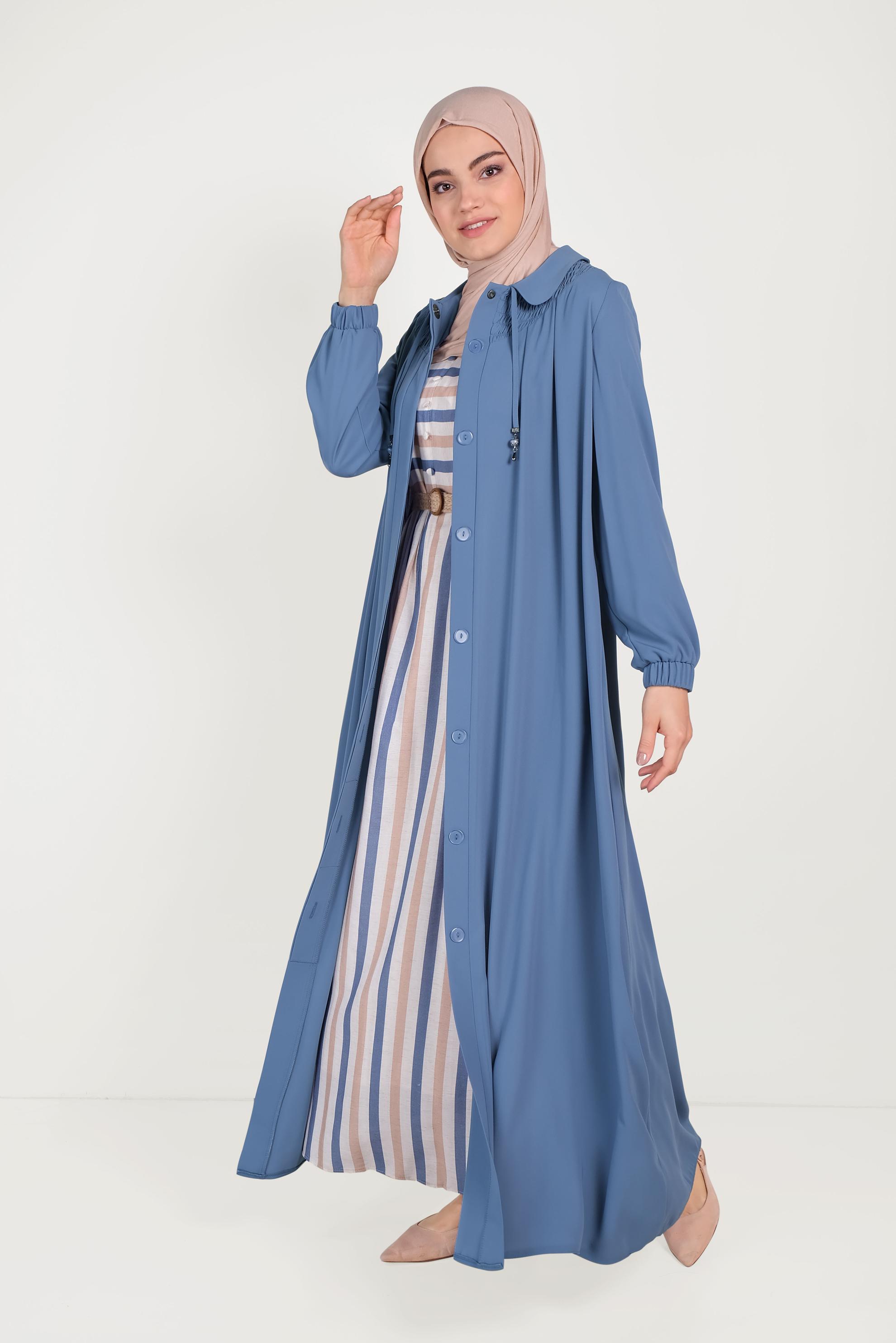 Tesettür giyim MOR BEBE YAKA FERACE 80008 