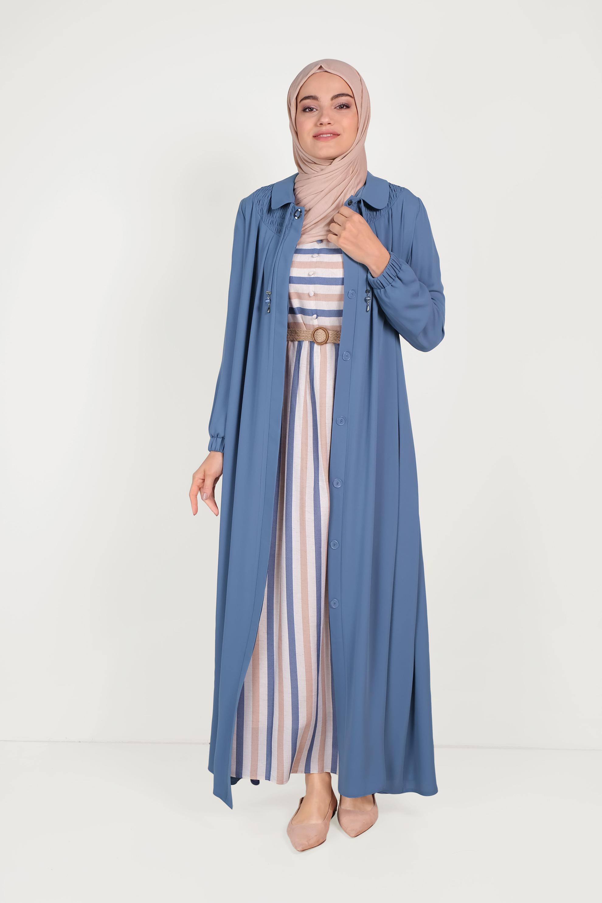 Tesettür giyim MOR BEBE YAKA FERACE 80008 