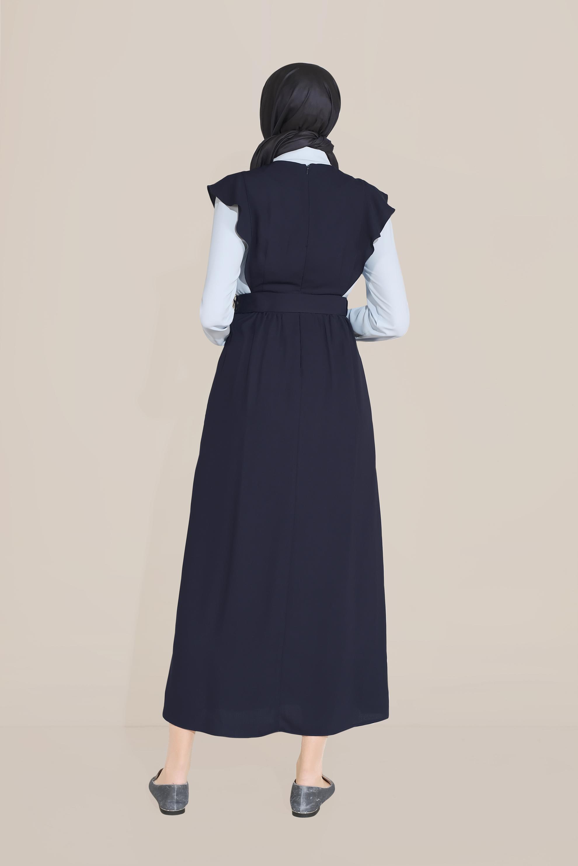 Tesettür giyim LACİVERT KEMERLİ NAKIŞLI JİLE 40757