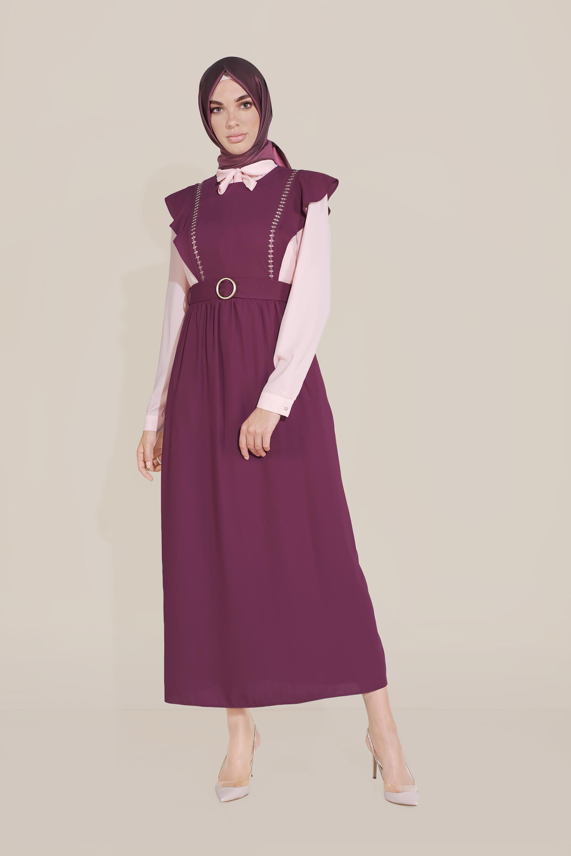 Tesettür giyim MÜRDÜM KEMERLİ NAKIŞLI JİLE 40757