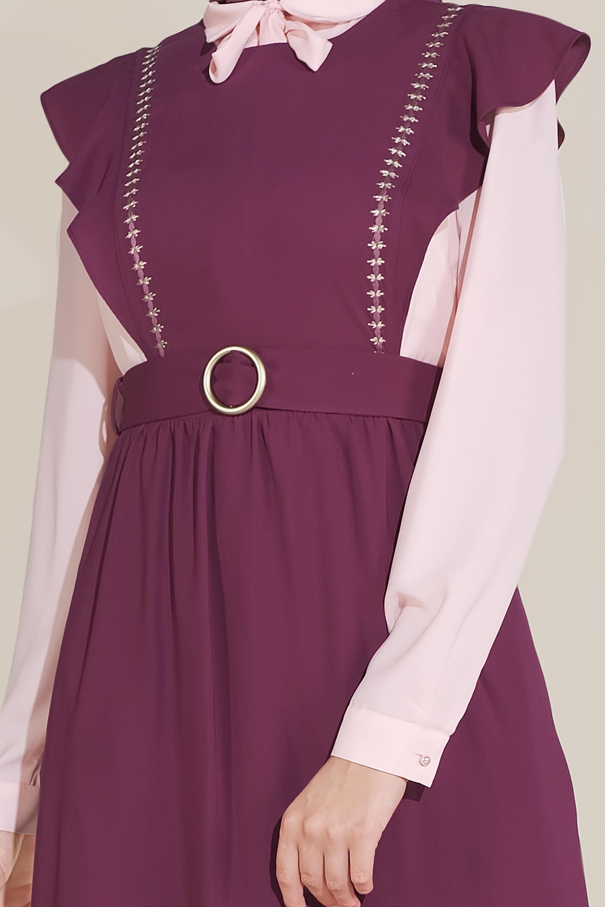 Tesettür giyim MÜRDÜM KEMERLİ NAKIŞLI JİLE 40757