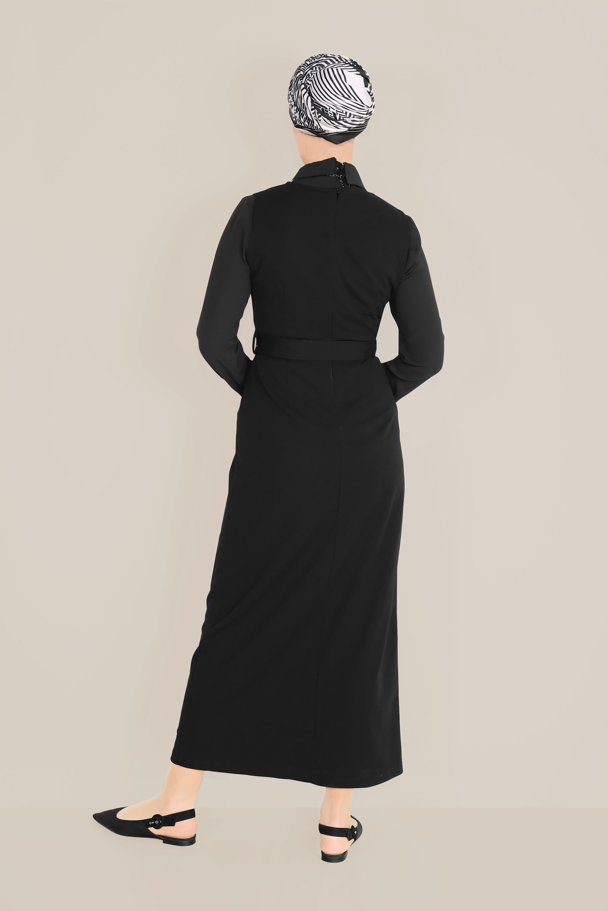 Tesettür giyim SİYAH DÜĞMELİ JİLE 40759 