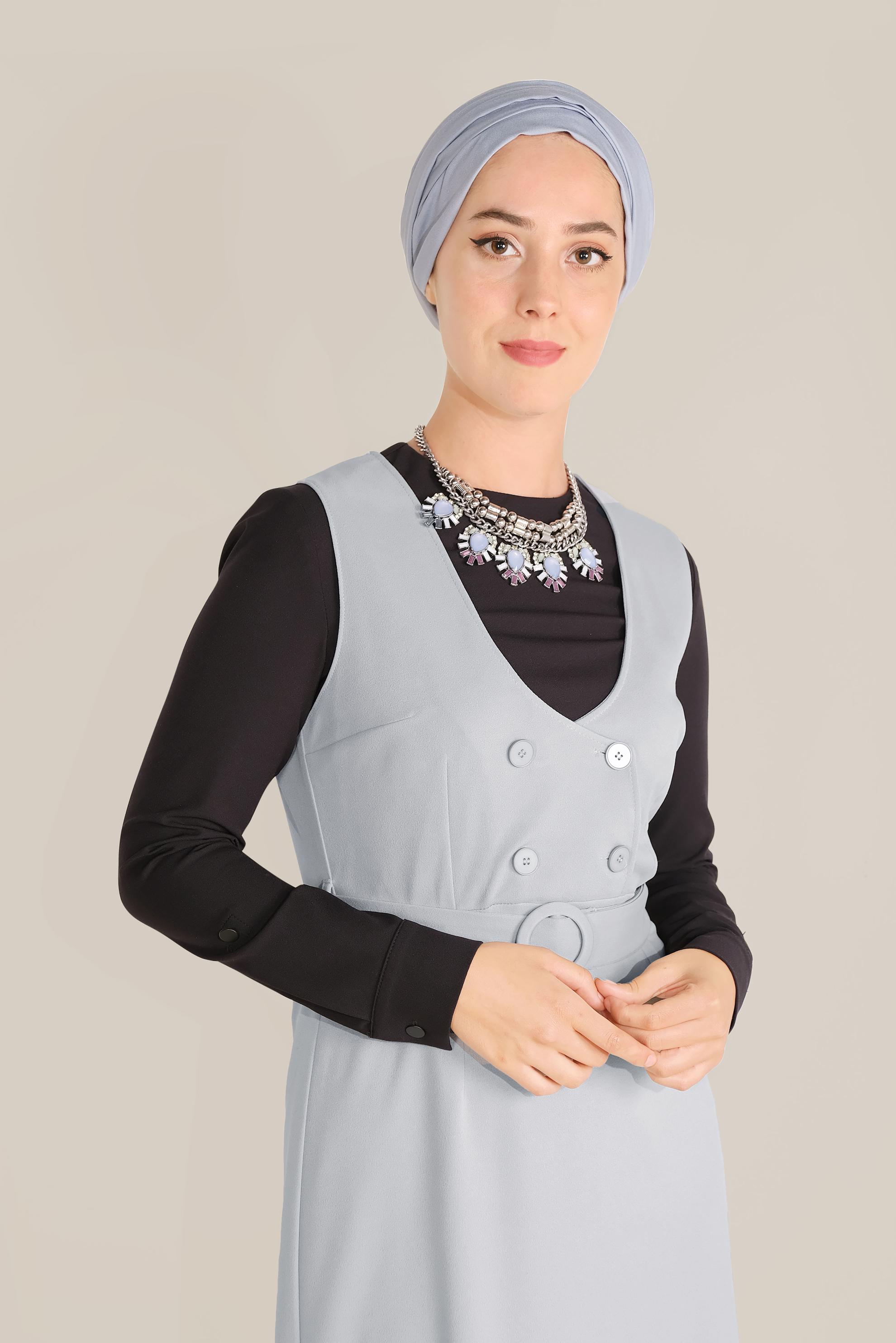 Tesettür giyim GRİ DÜĞMELİ JİLE 40759 