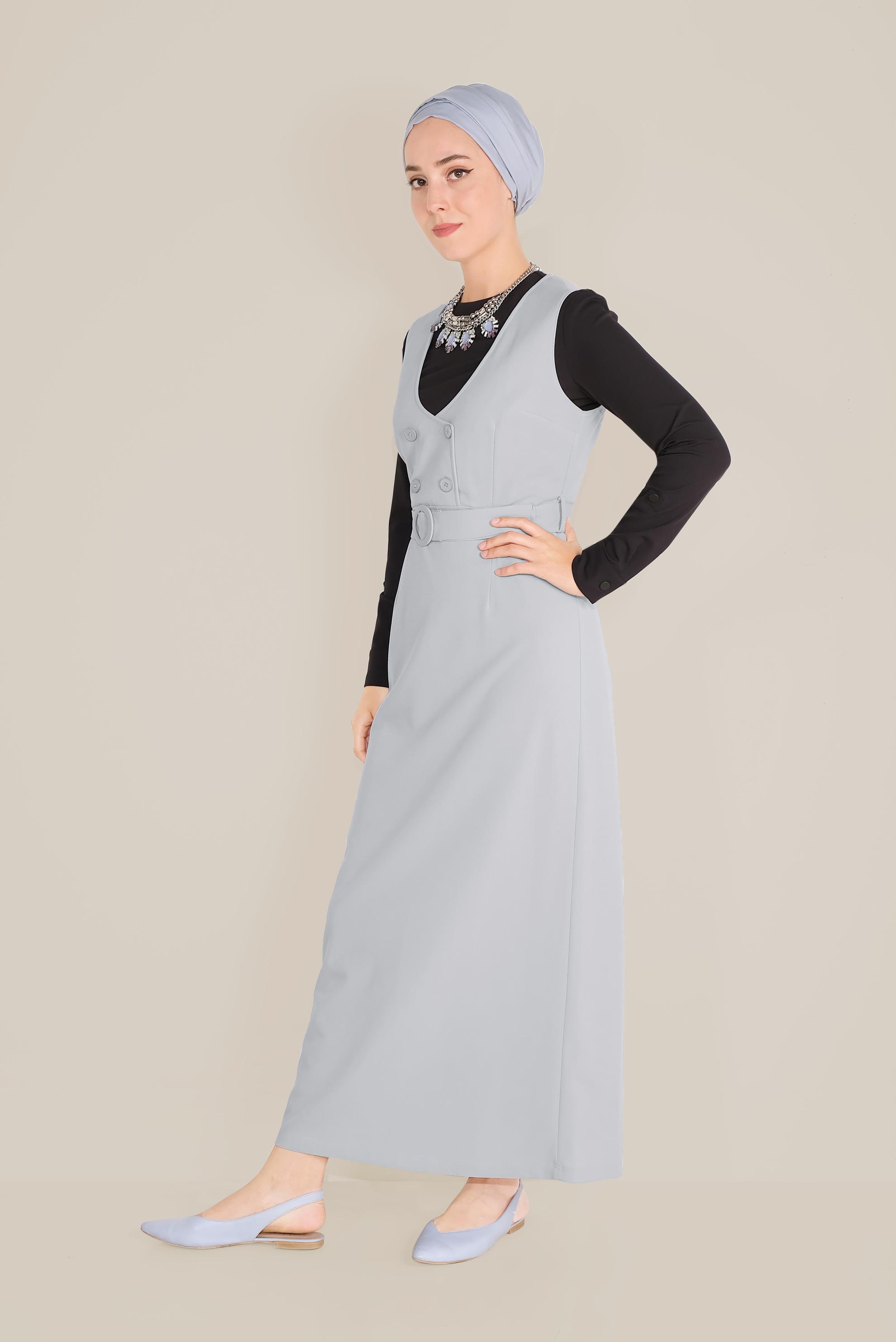 Tesettür giyim GRİ DÜĞMELİ JİLE 40759 