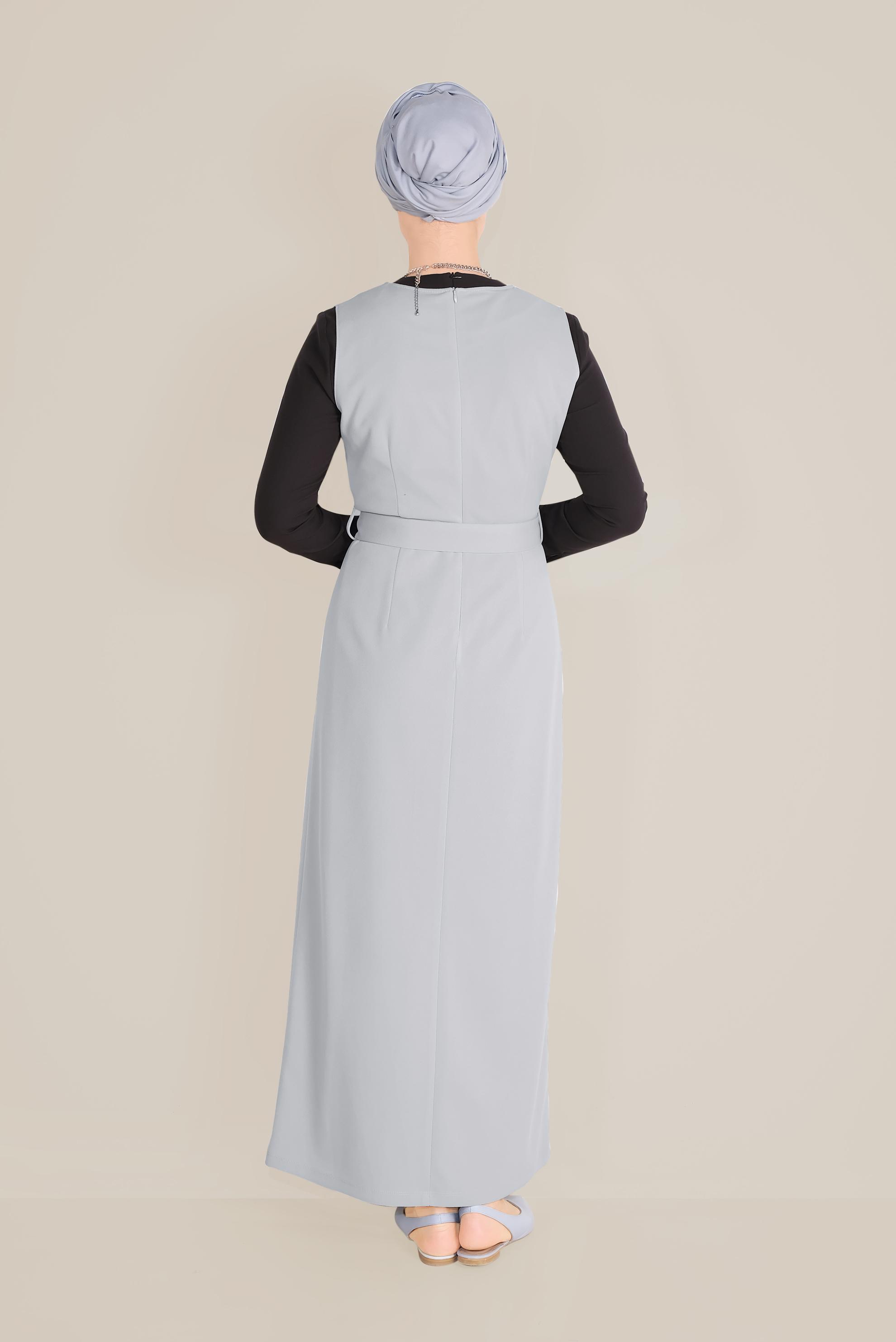 Tesettür giyim GRİ DÜĞMELİ JİLE 40759 