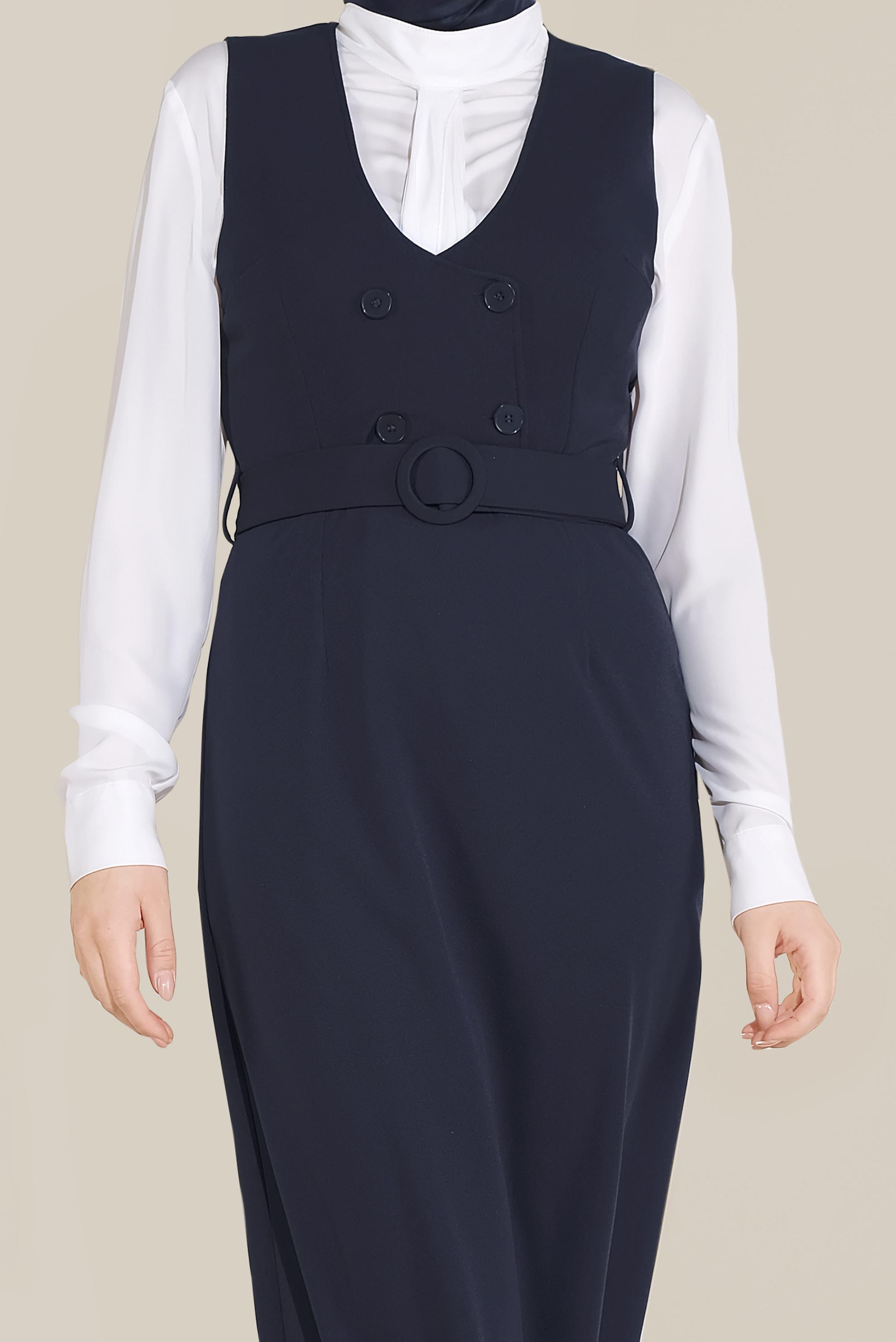 Tesettür giyim LACİVERT DÜĞMELİ JİLE 40759 