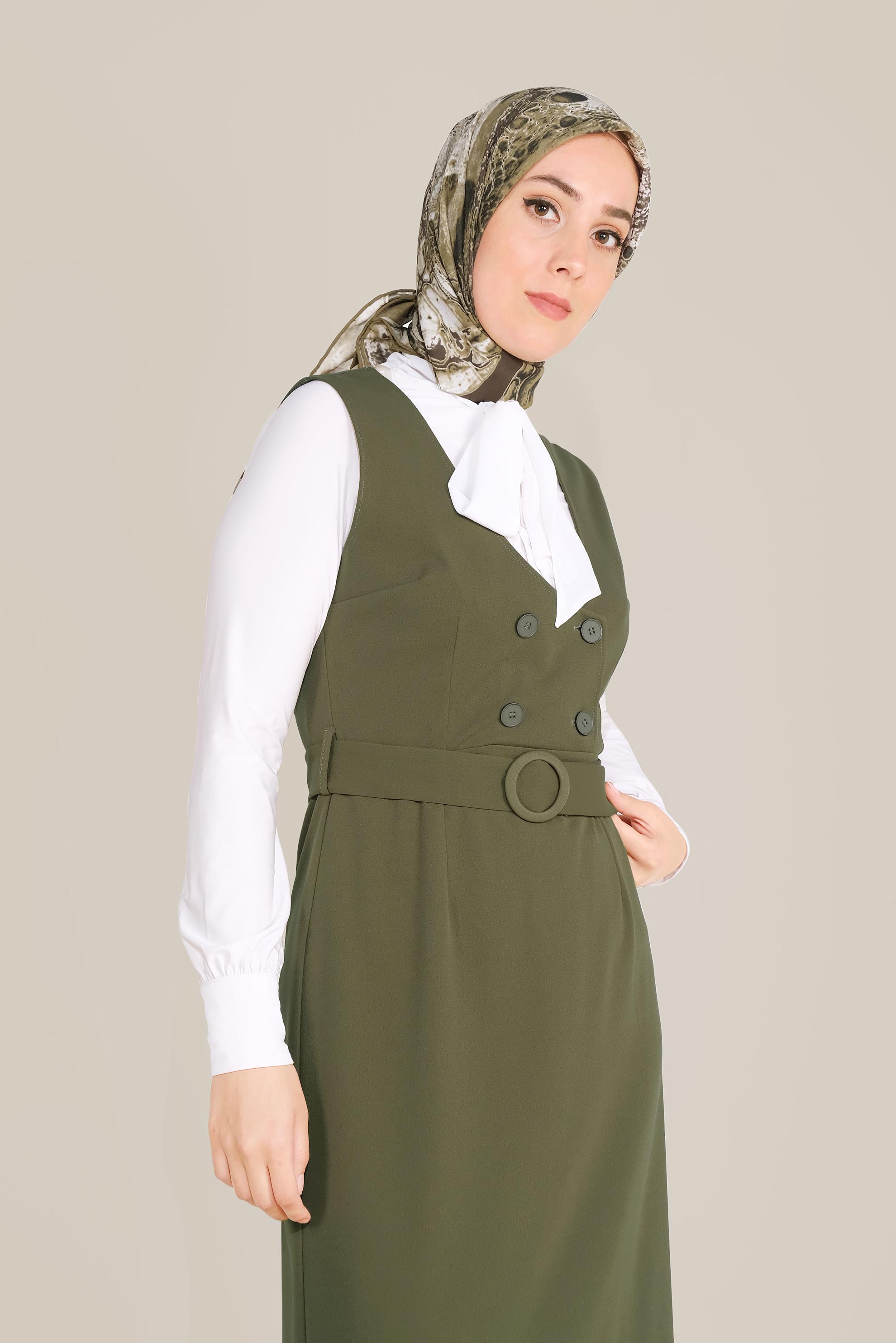 Tesettür giyim HAKİ DÜĞMELİ JİLE 40759 