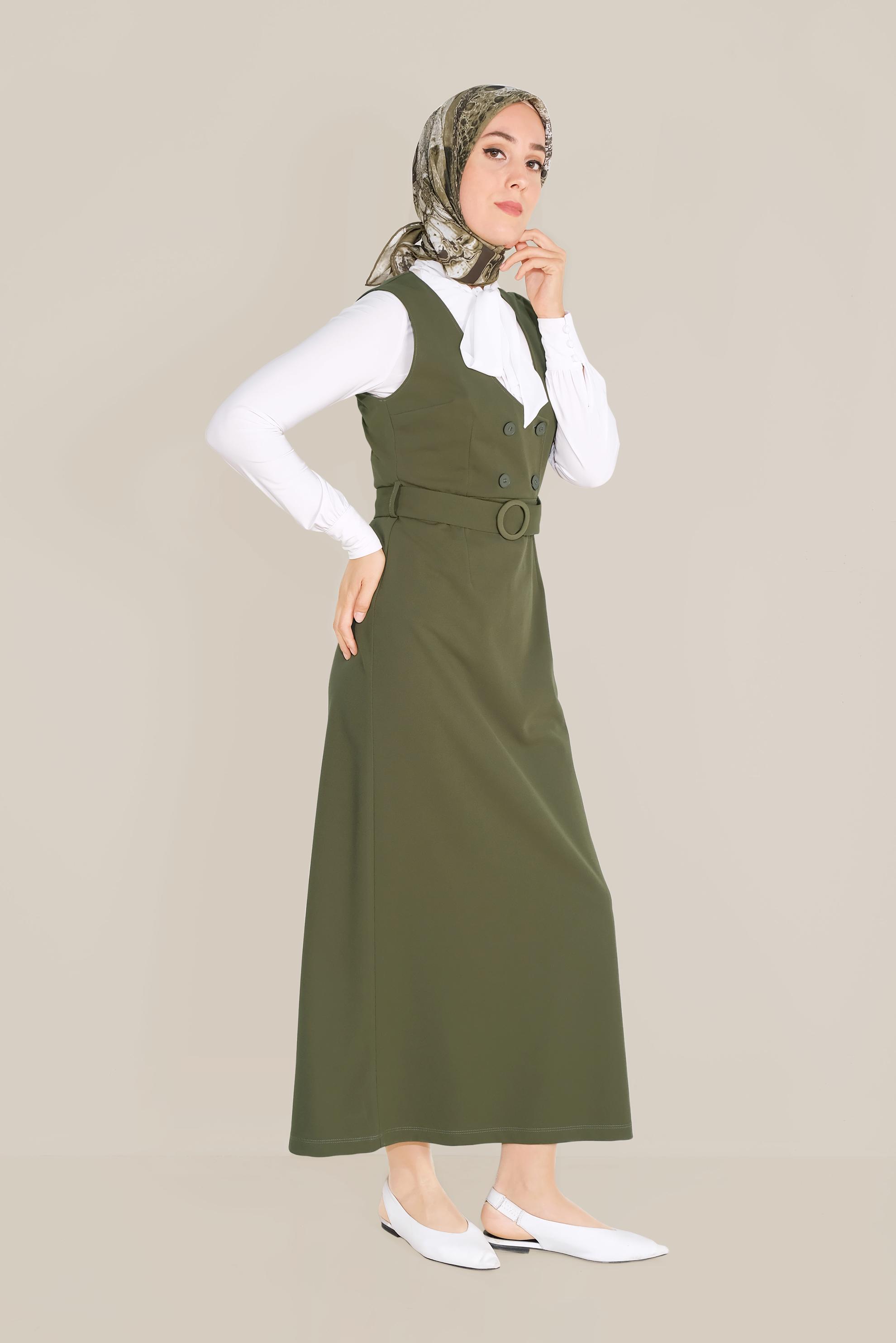 Tesettür giyim HAKİ DÜĞMELİ JİLE 40759 