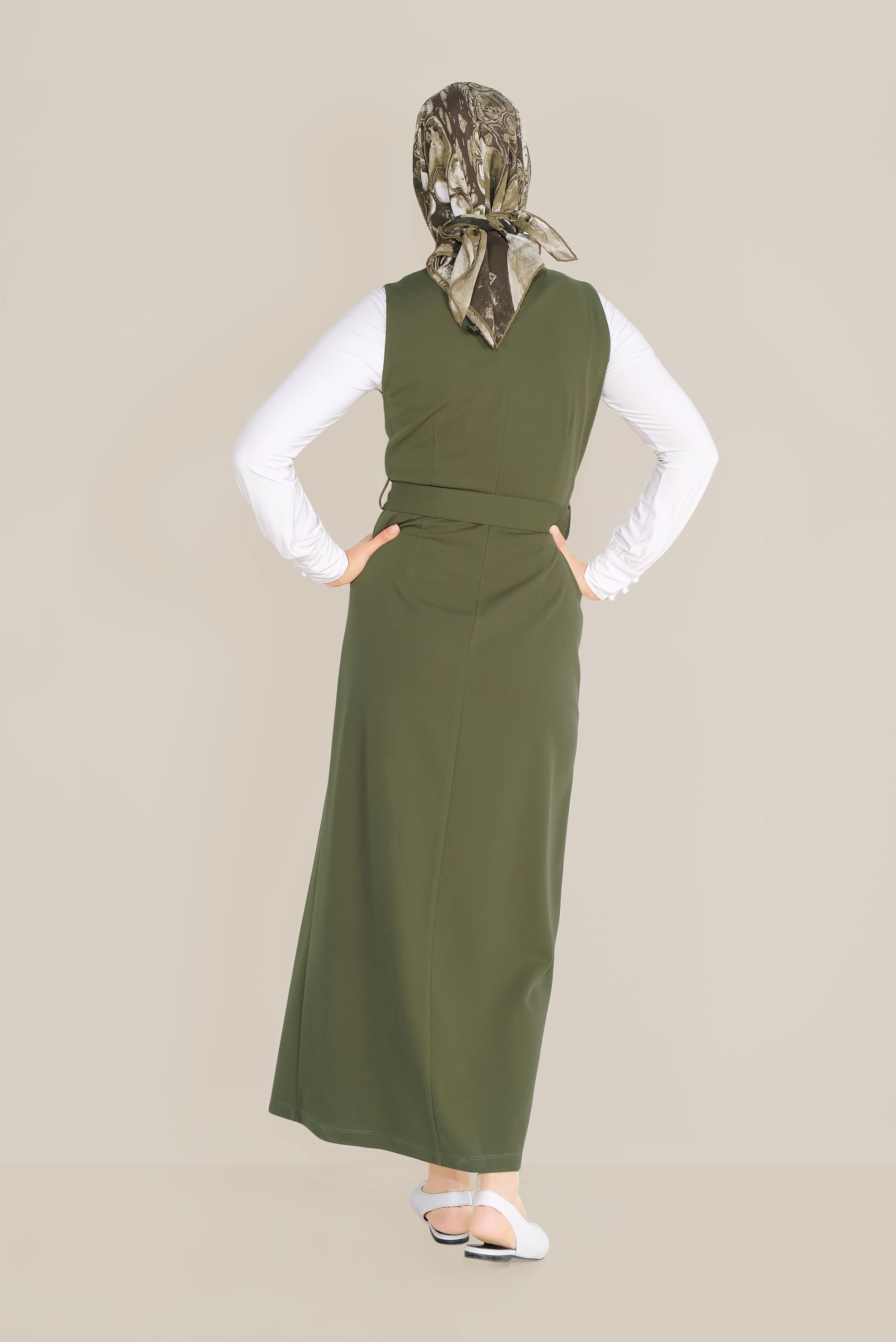 Tesettür giyim HAKİ DÜĞMELİ JİLE 40759 