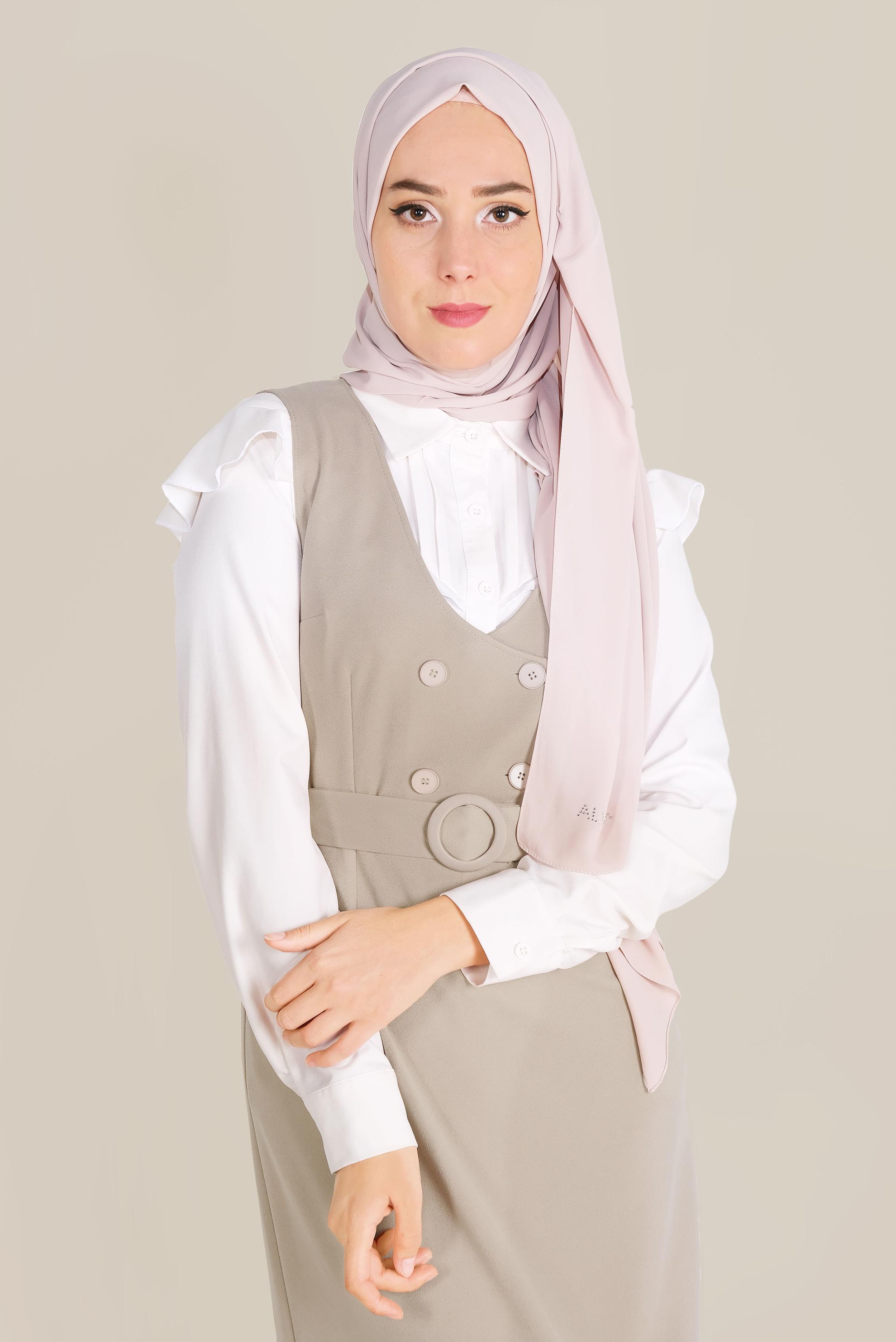 Tesettür giyim VİZON DÜĞMELİ JİLE 40759 