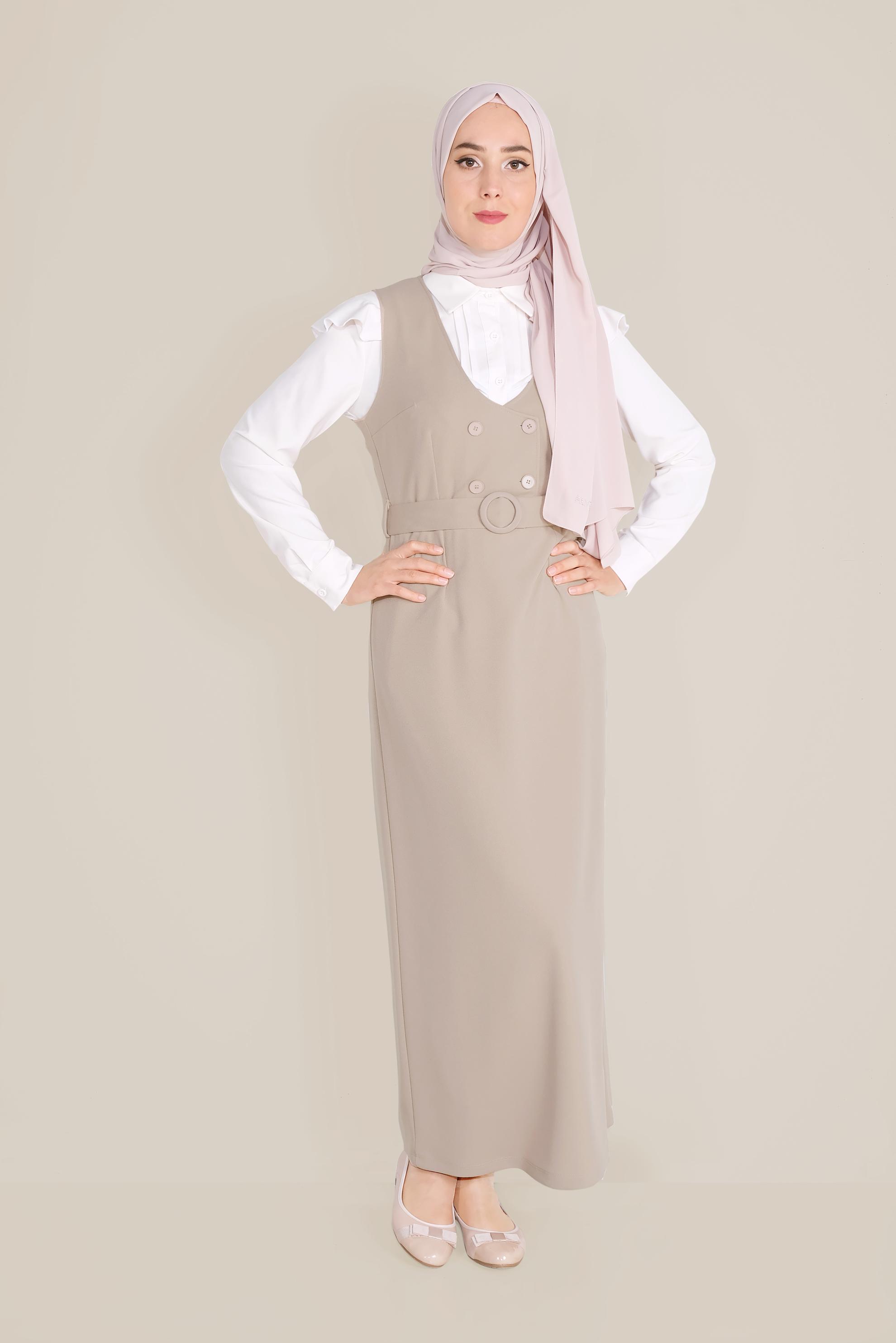 Tesettür giyim VİZON DÜĞMELİ JİLE 40759 