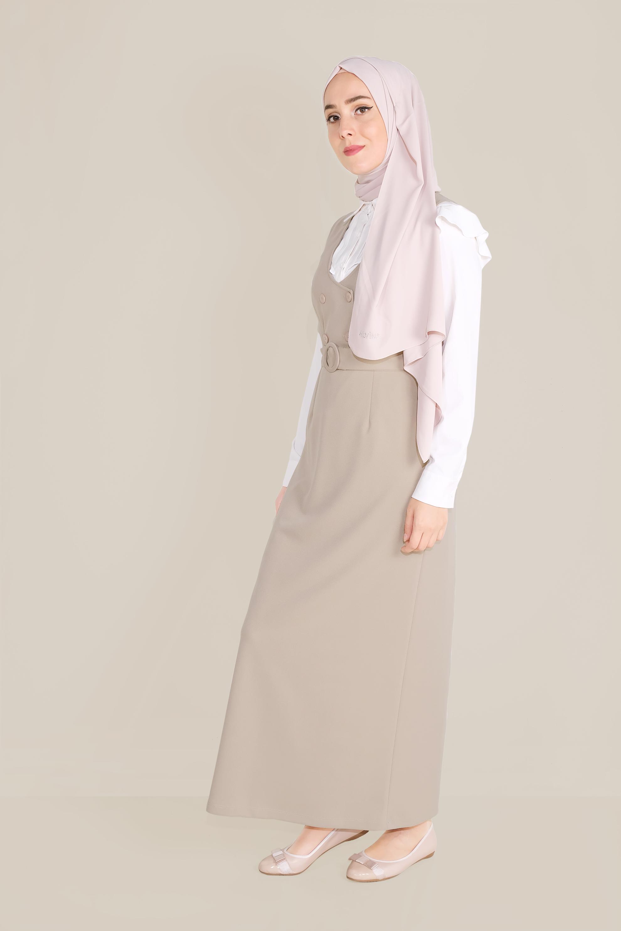 Tesettür giyim VİZON DÜĞMELİ JİLE 40759 