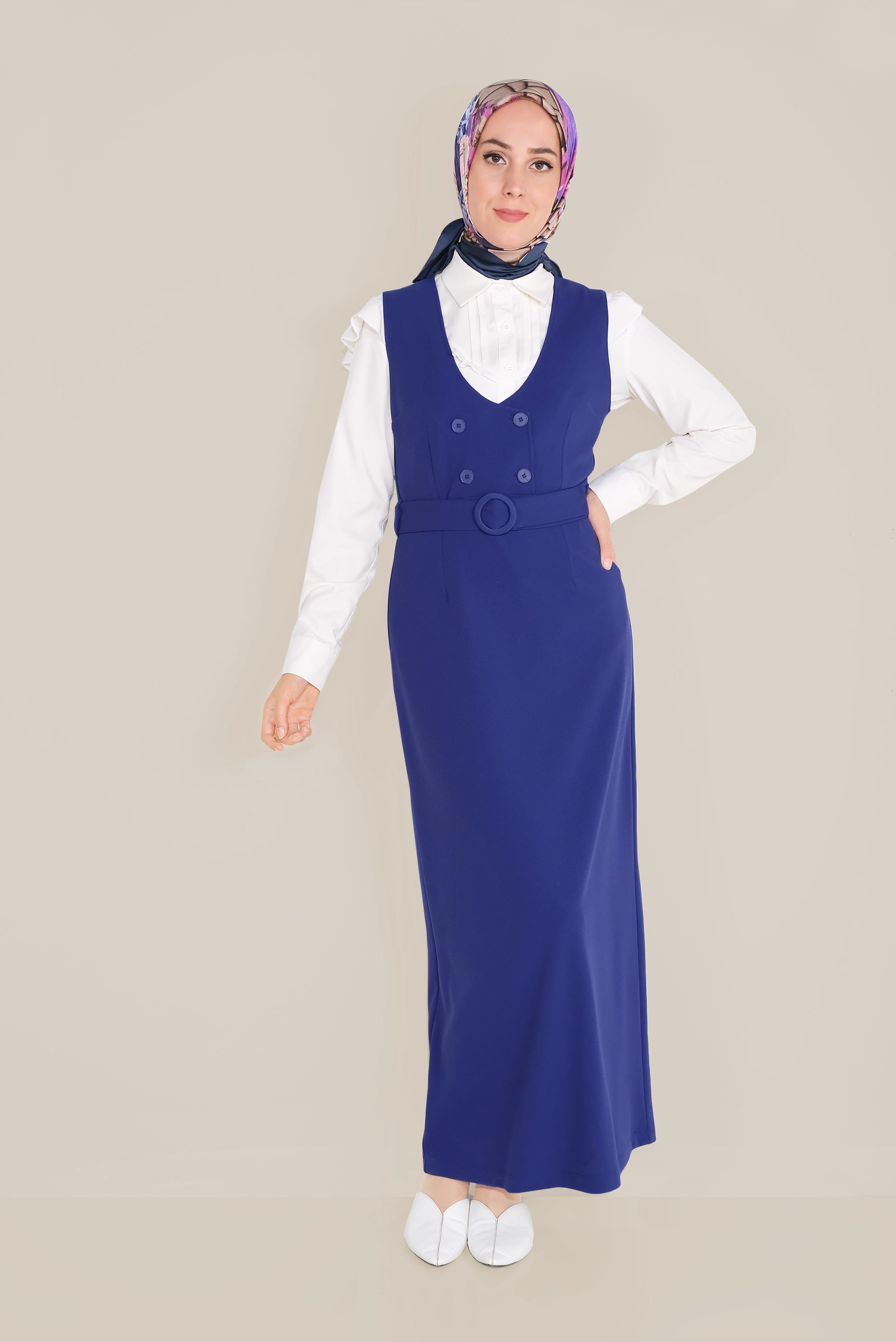 Tesettür giyim MAVİ DÜĞMELİ JİLE 40759 