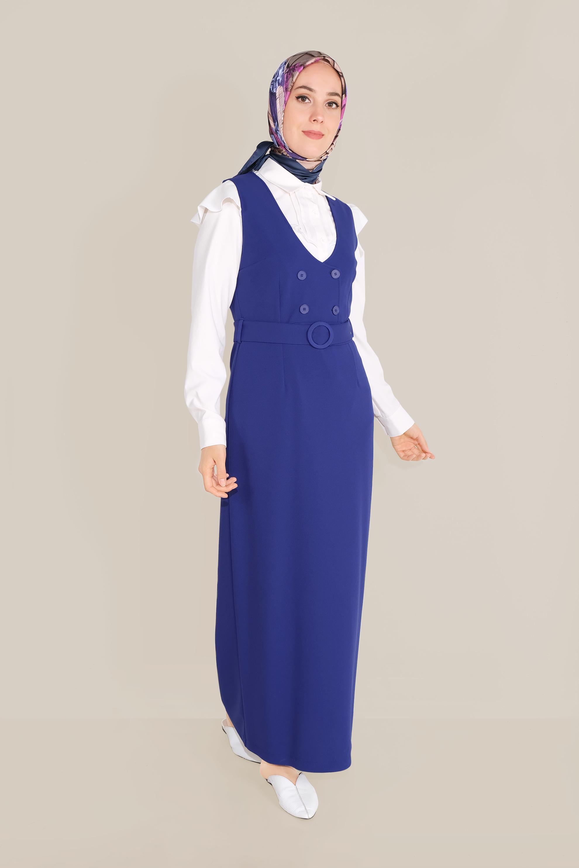 Tesettür giyim MAVİ DÜĞMELİ JİLE 40759 