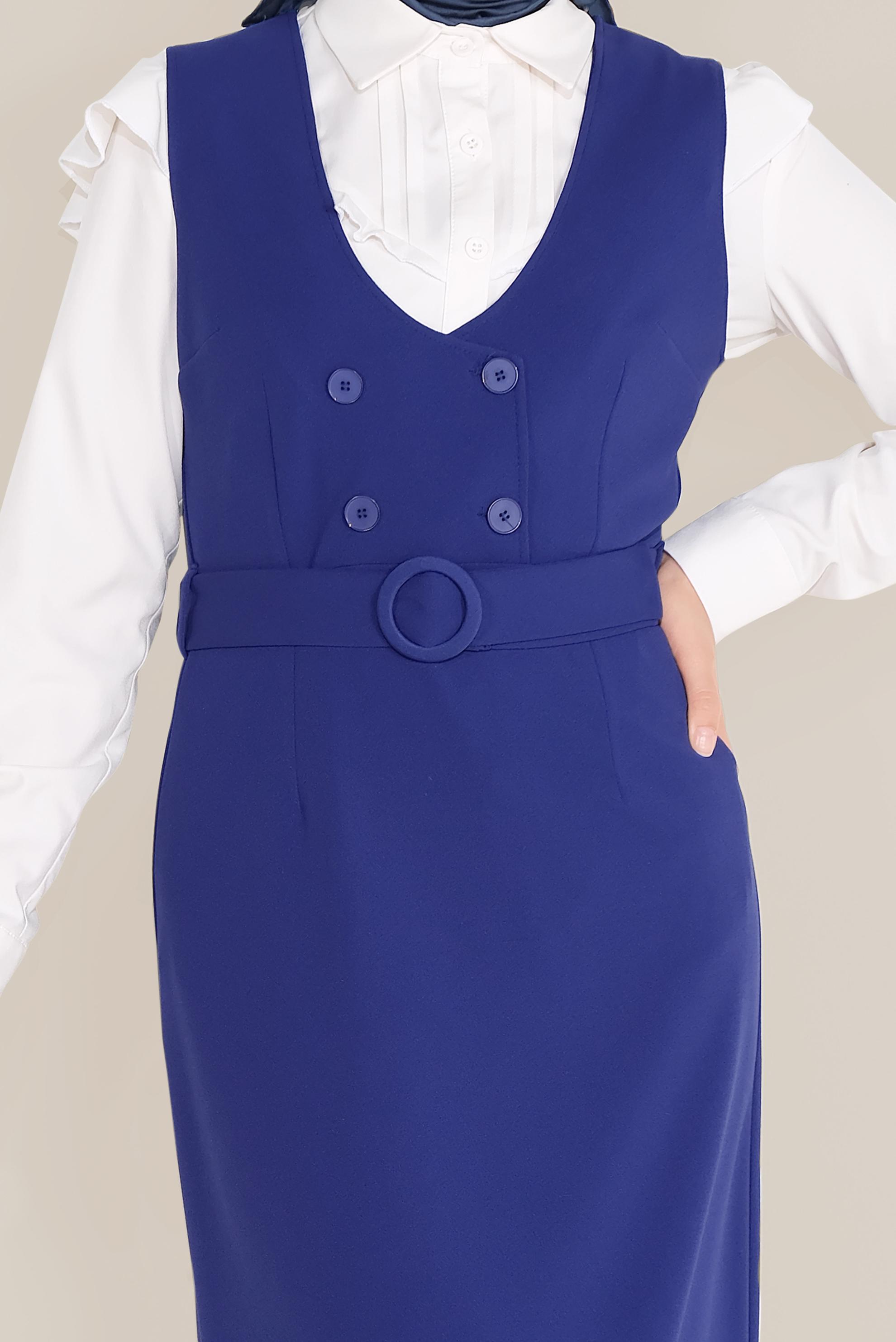 Tesettür giyim MAVİ DÜĞMELİ JİLE 40759 