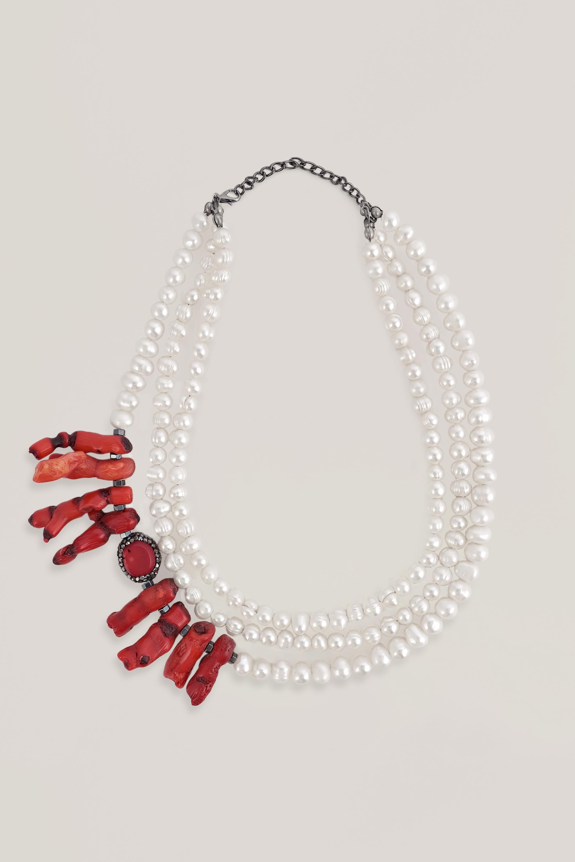 Tesettür giyim BEYAZ ALVİNA TAŞLI KOLYE 3002