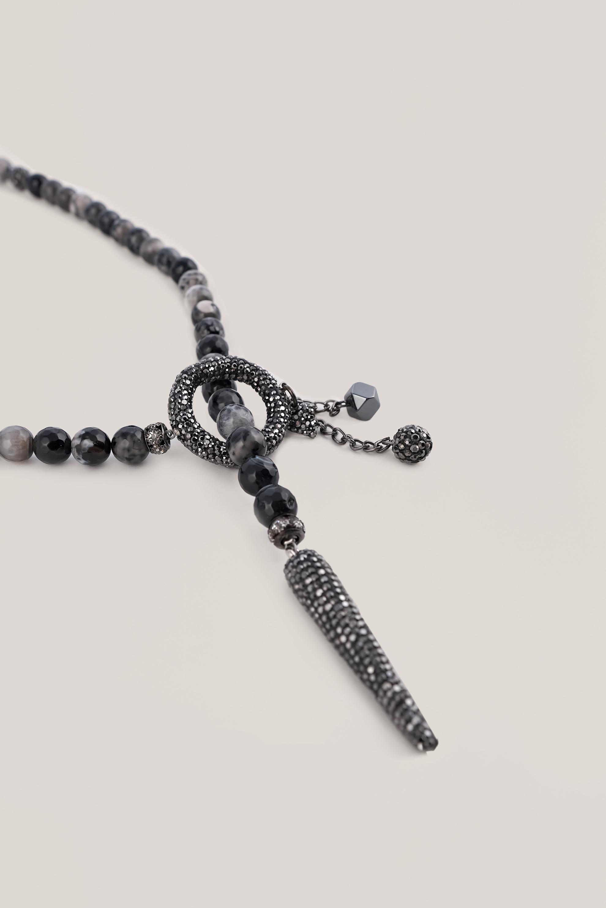 Vêtements hijab GRIS 3003 ALVİNA DOĞAL VE MARKKAZİT TAŞLI KOLYE