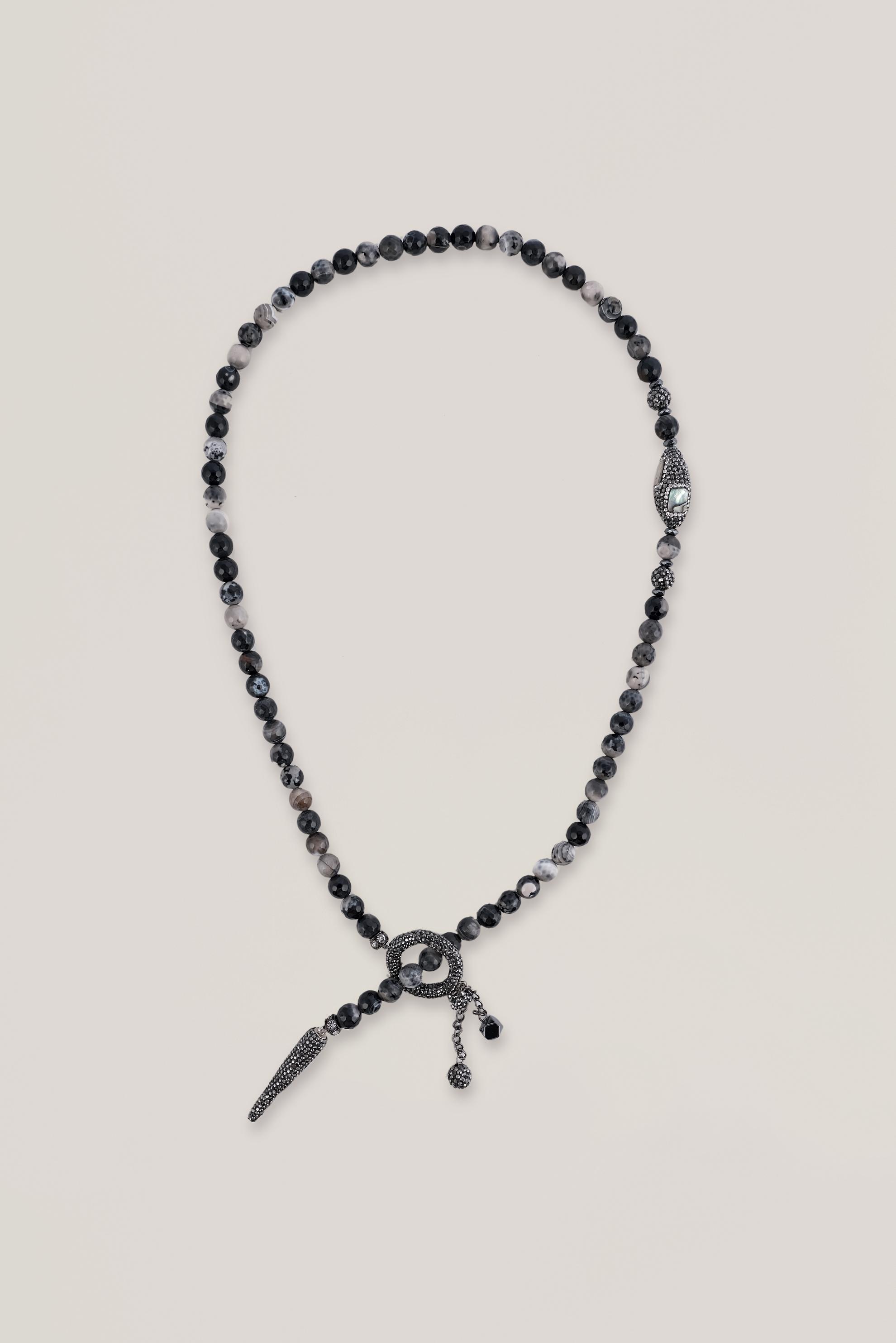 Vêtements hijab GRIS 3003 ALVİNA DOĞAL VE MARKKAZİT TAŞLI KOLYE