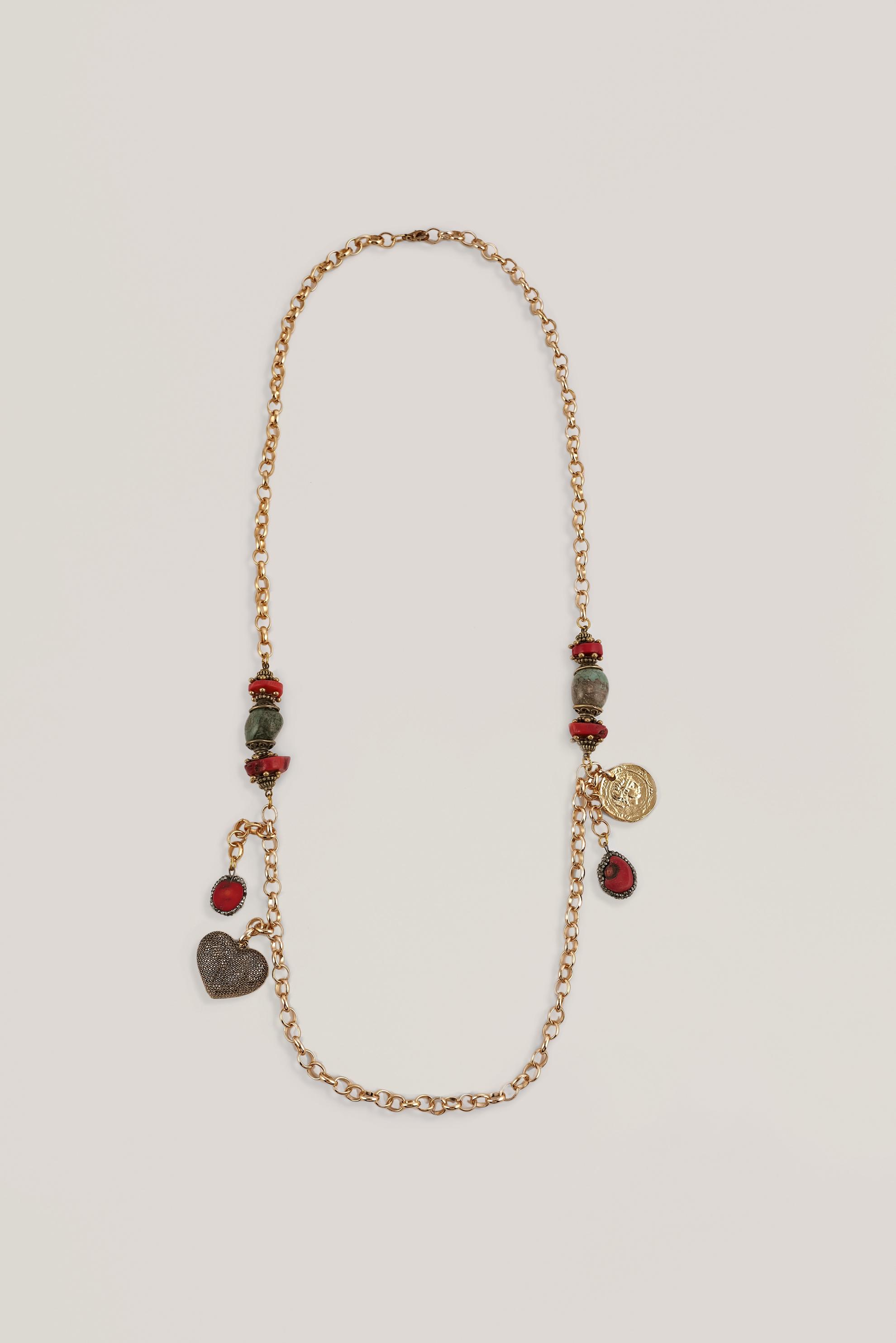 Hijab clothing GREEN 3005 ALVİNA 22 AYAR KAPLAMA TAŞLI KOLYE