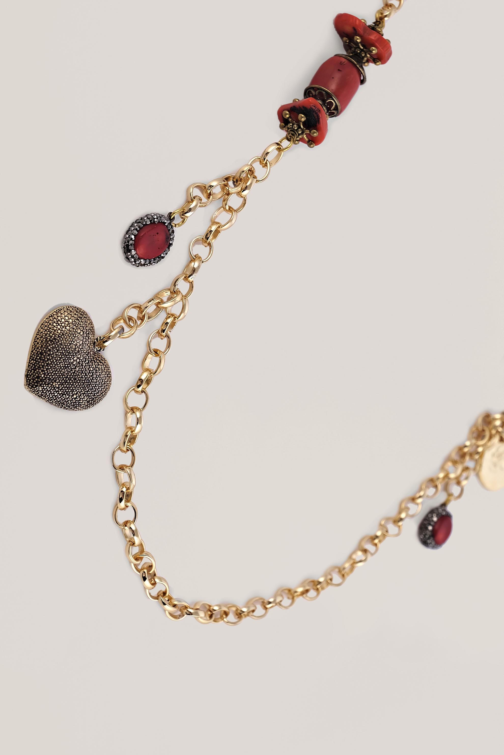 Tesettür giyim KIRMIZI ALVİNA 22 AYAR KAPLAMA TAŞLI KOLYE 3005