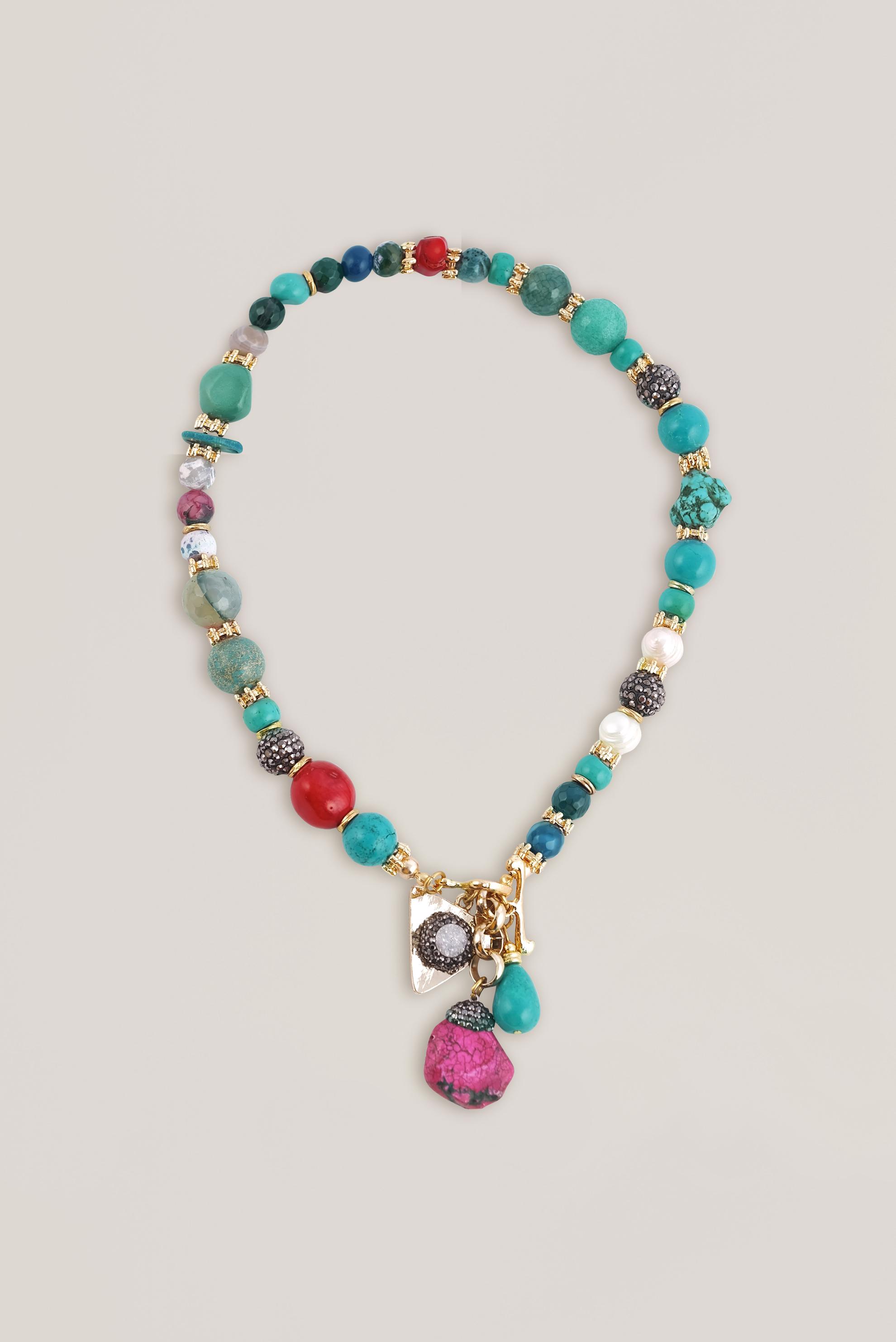 Tesettür giyim MAVİ ALVİNA AKİK MARKAZİT TAŞLI KOLYE 3007