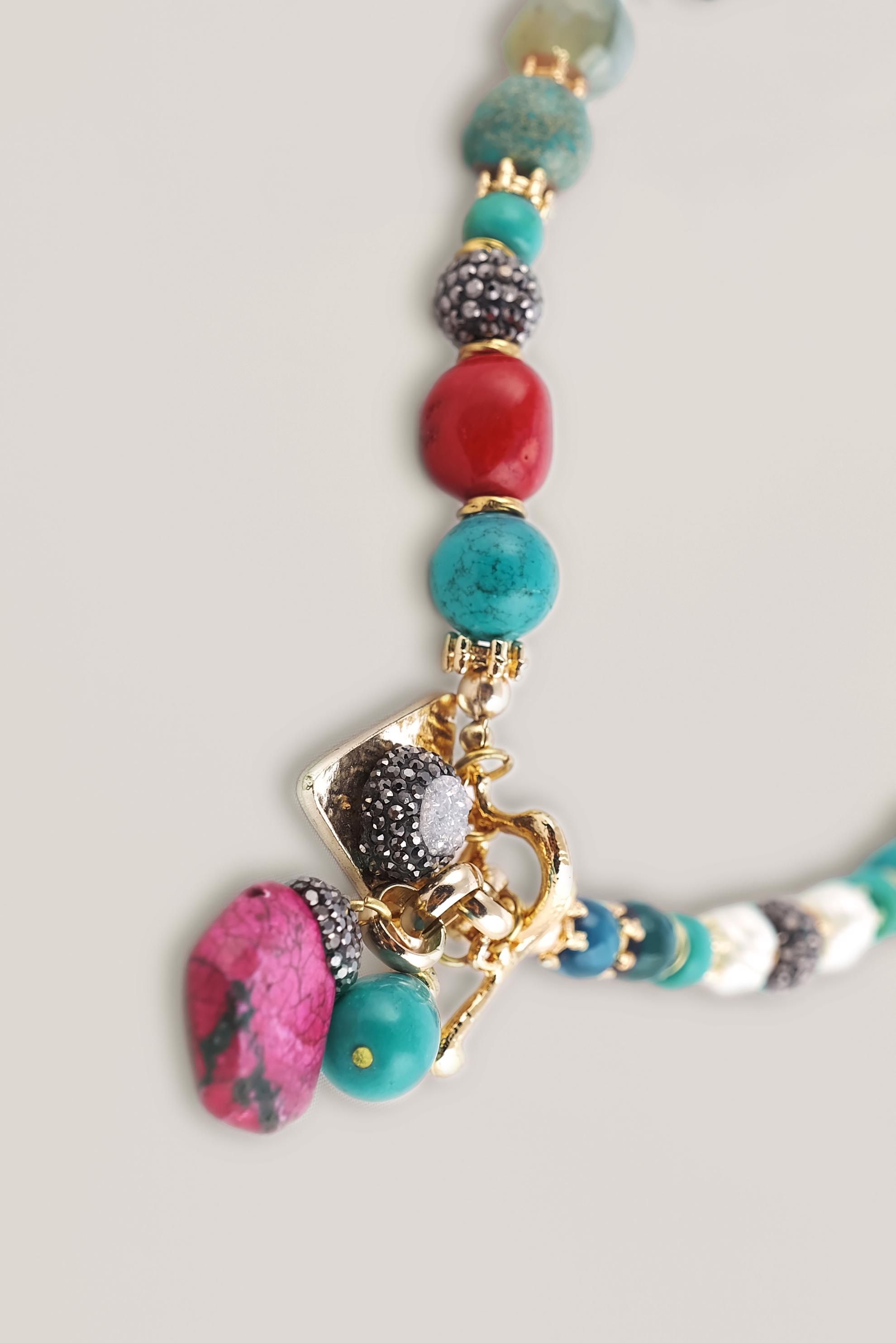 Tesettür giyim MAVİ ALVİNA AKİK MARKAZİT TAŞLI KOLYE 3007