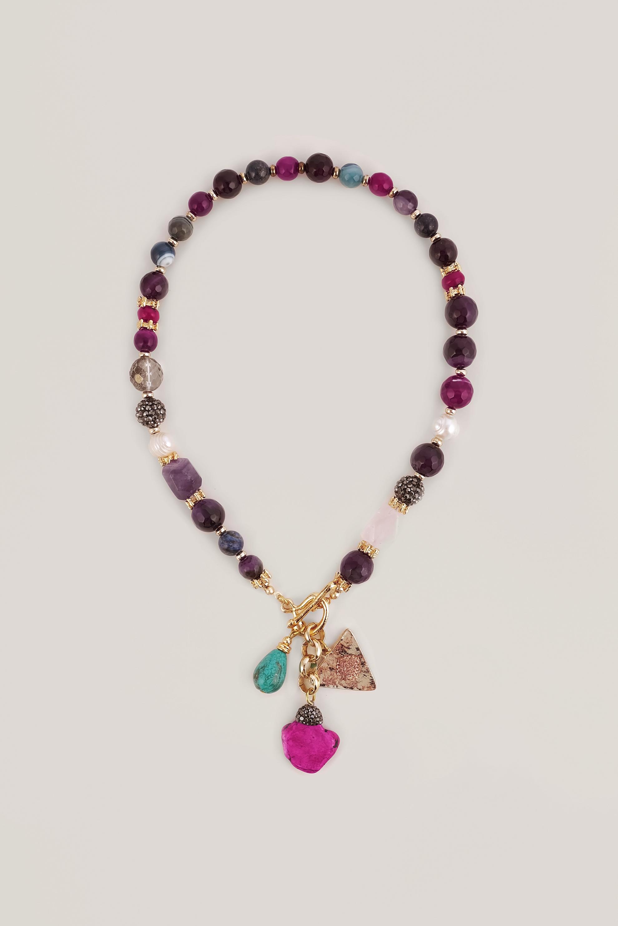 Hijab clothing MULTICOLORED 3007 ALVİNA AKİK MARKOZİT TAŞLI KOLYE