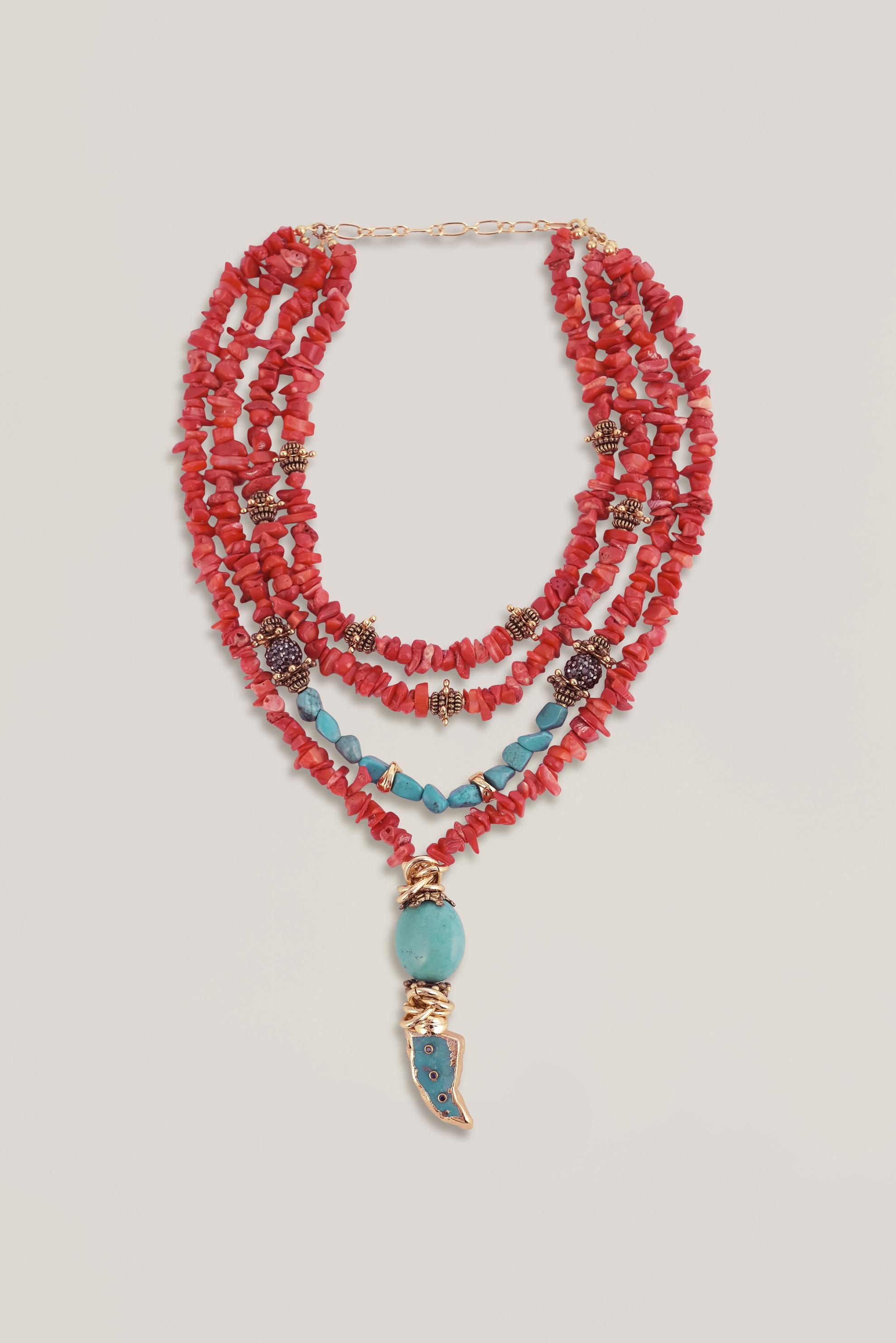 Tesettür giyim MERCAN ALVİNA İNCİ MERCAN KOLYE 3012