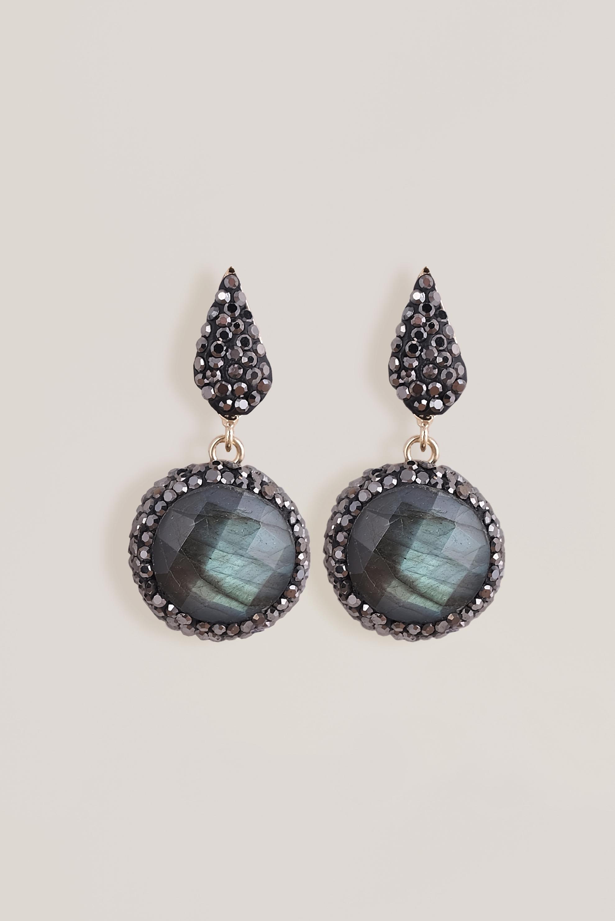 Hijab clothing BLUE 1001 ALVİNA MARKAZİT TAŞLI KEDİ GÖZLÜ KÜPE