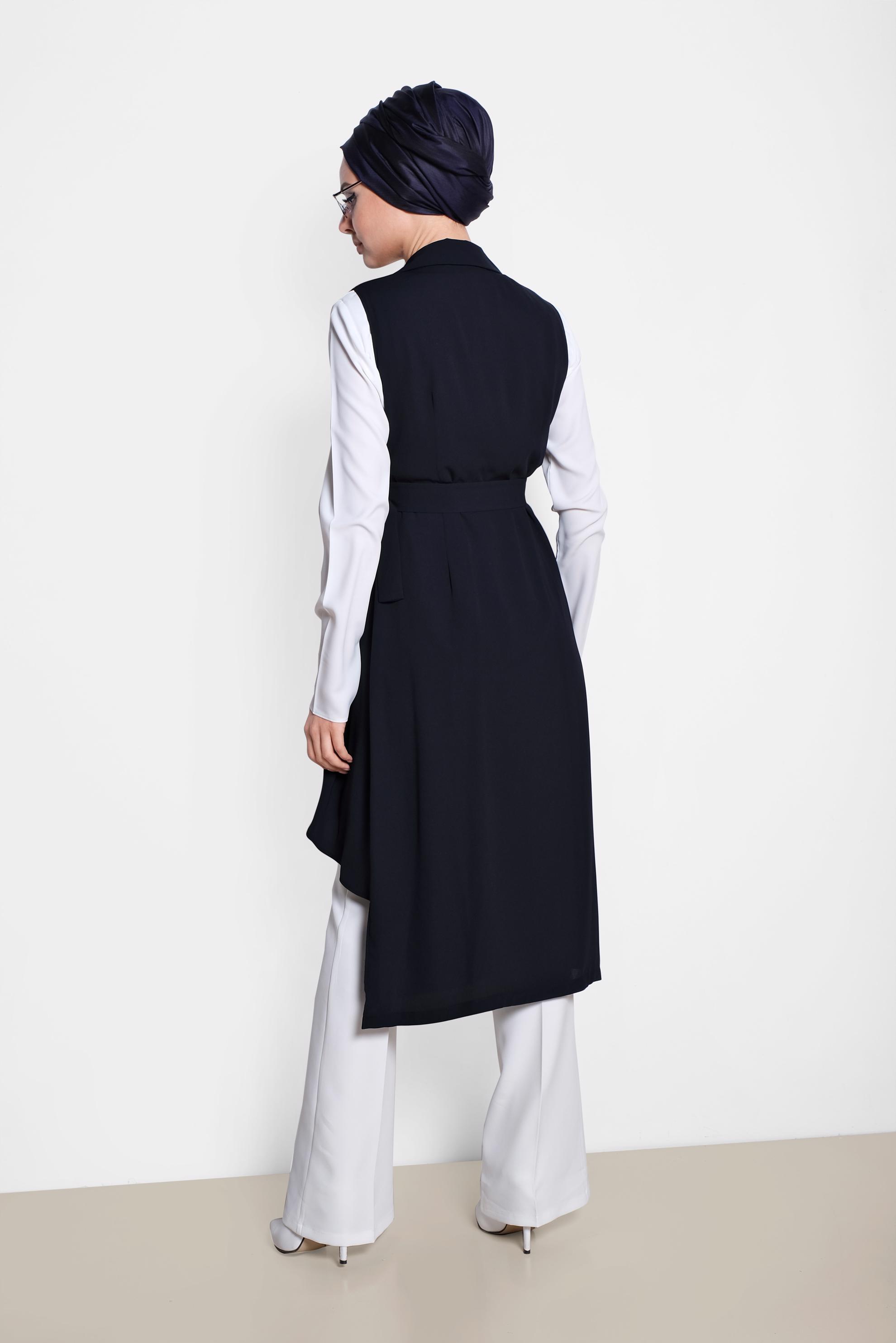 Tesettür giyim LACİVERT ASİMETRİK KESİM YELEK 4284