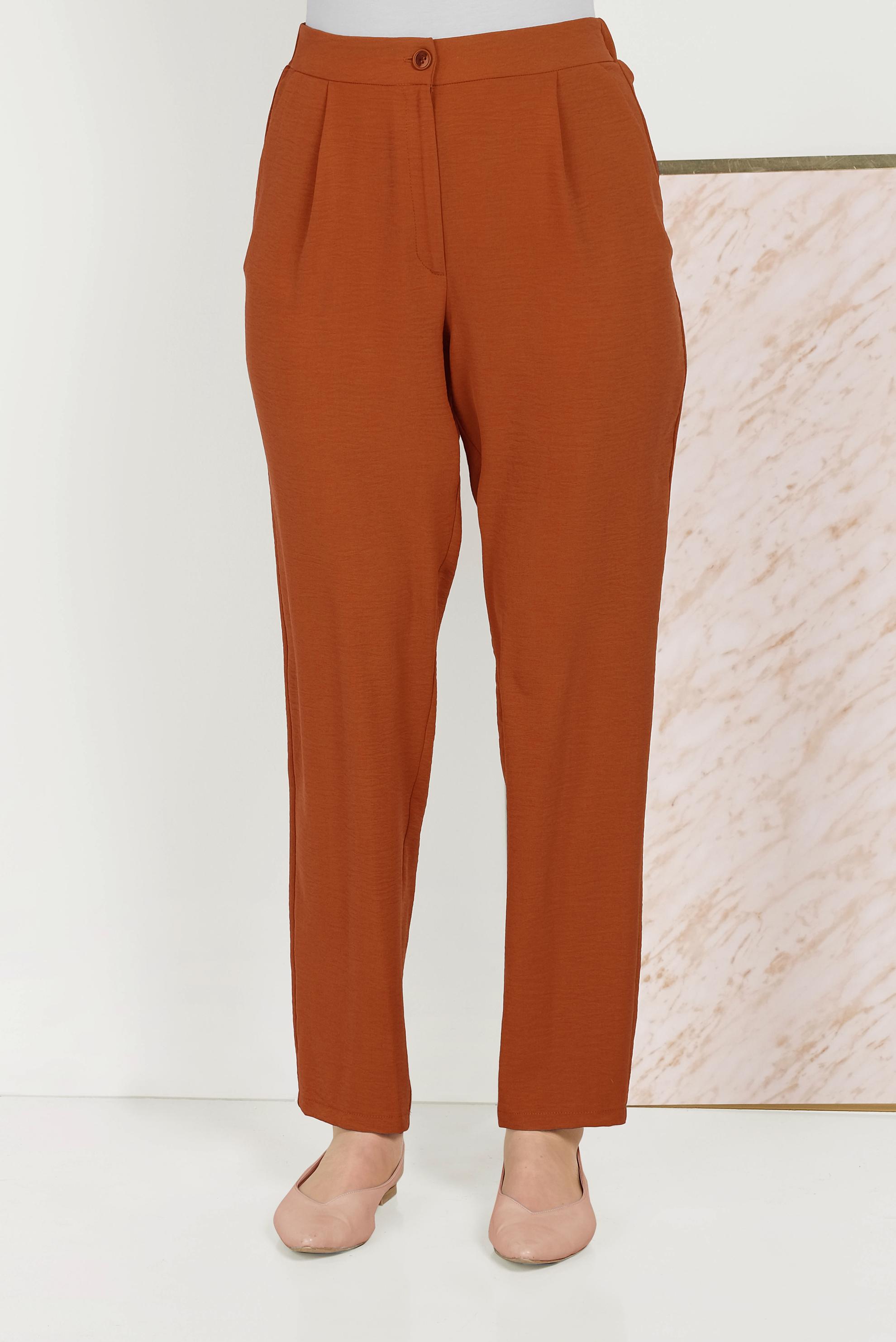 Tesettür giyim TURUNCU CEPLİ HAVUÇ MODEL PANTOLON 70050