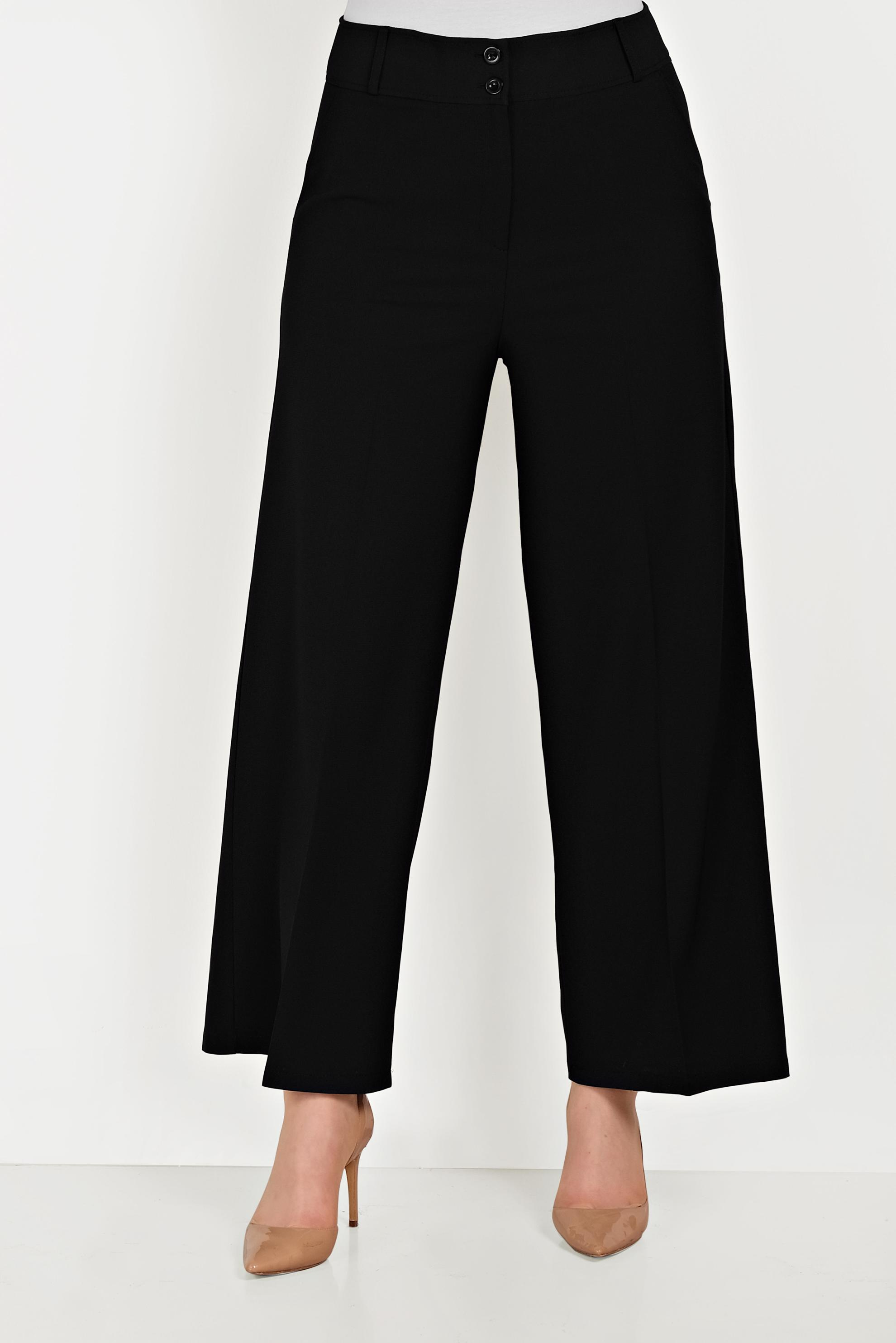 Tesettür giyim SİYAH DÜĞMELİ KUMAŞ PANTOLON 70053