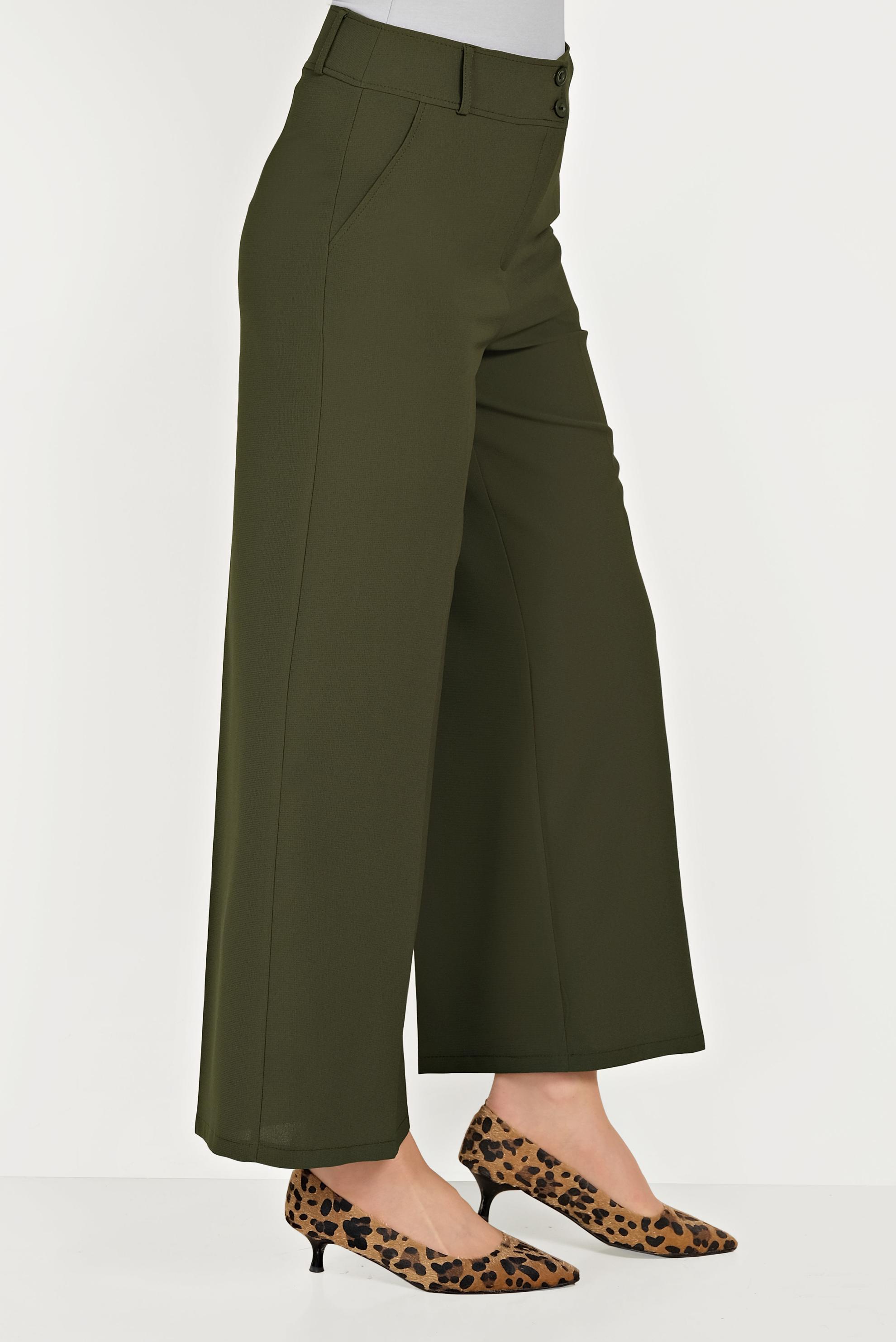 Tesettür giyim HAKİ DÜĞMELİ KUMAŞ PANTOLON 70053