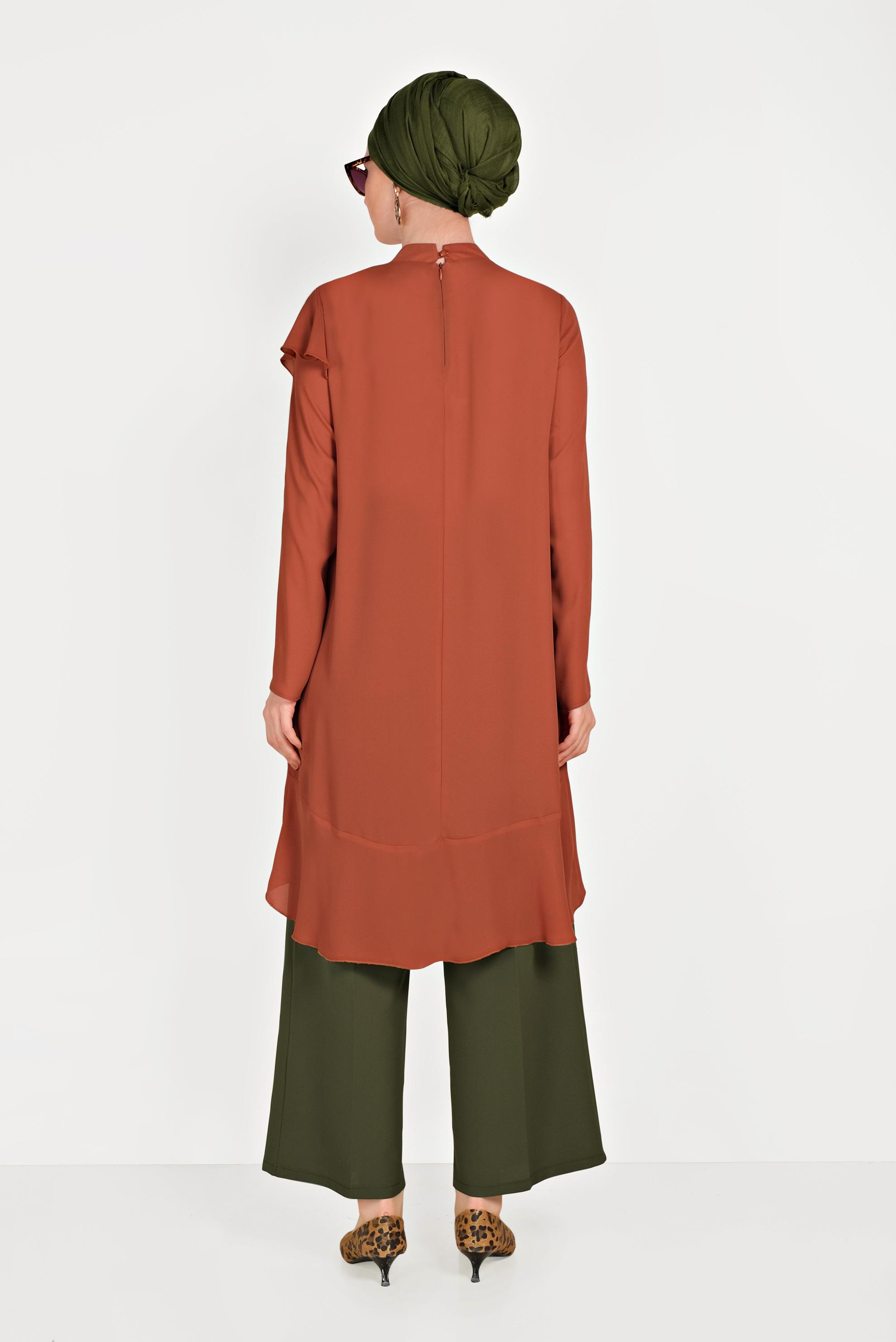 Tesettür giyim HAKİ DÜĞMELİ KUMAŞ PANTOLON 70053