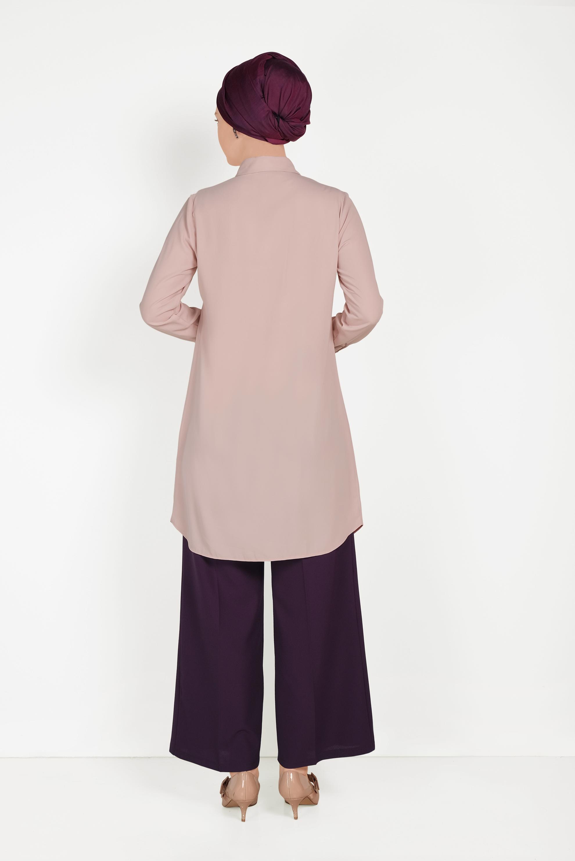 Tesettür giyim MÜRDÜM DÜĞMELİ KUMAŞ PANTOLON 70053