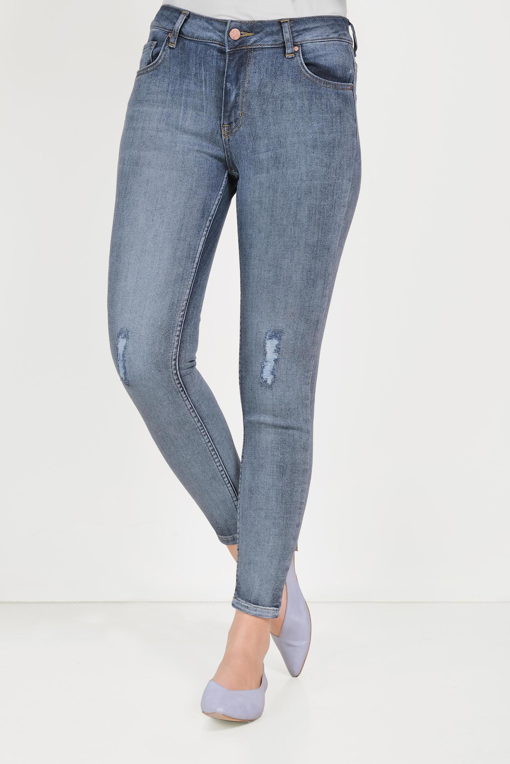 Tesettür giyim MAVİ PAMUKLU DENİM PANTOLON 70056 