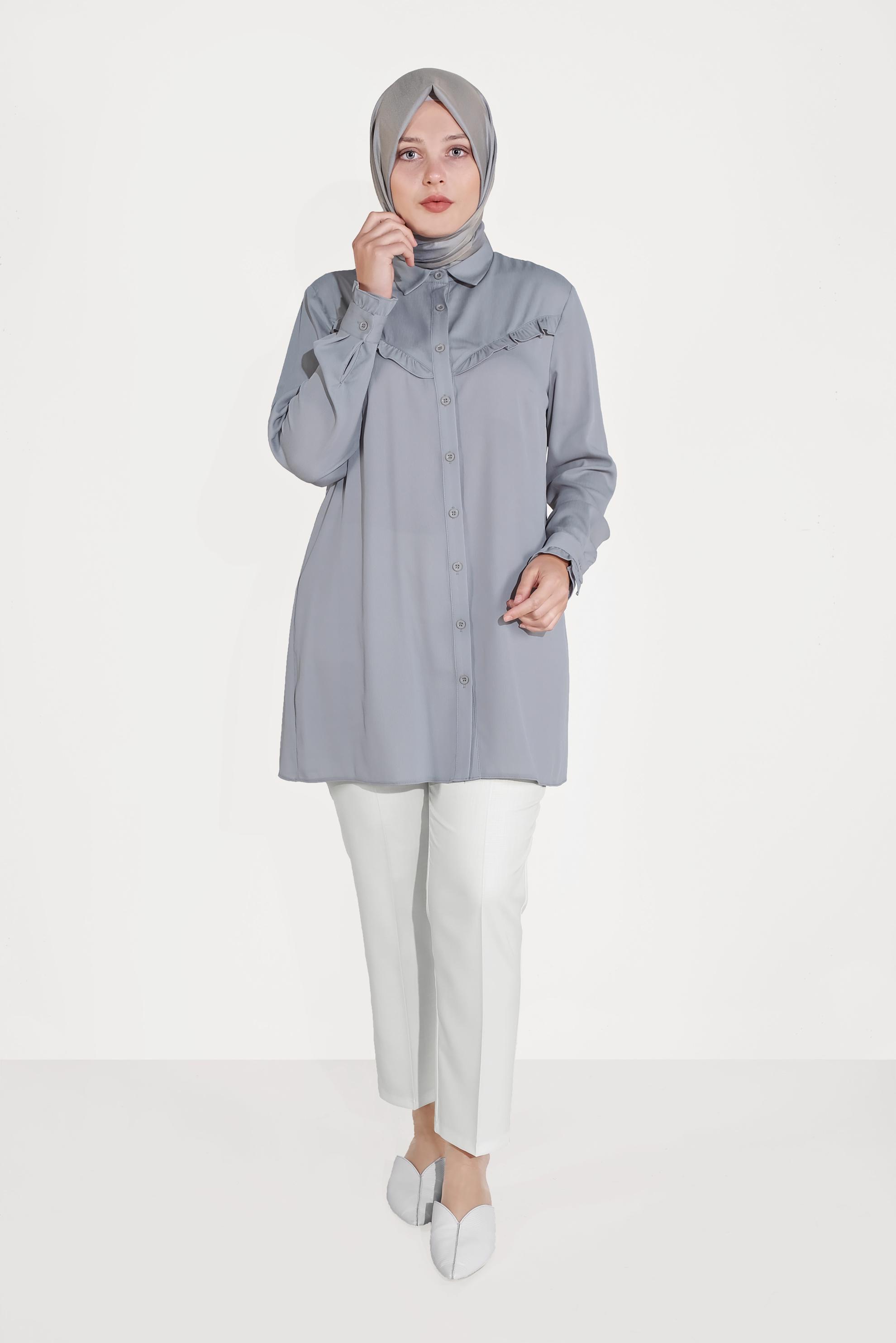 Vêtements hijab BLANC PANTALON À JAMBE LARGE TAILLE RÉGULİÈRE 70070