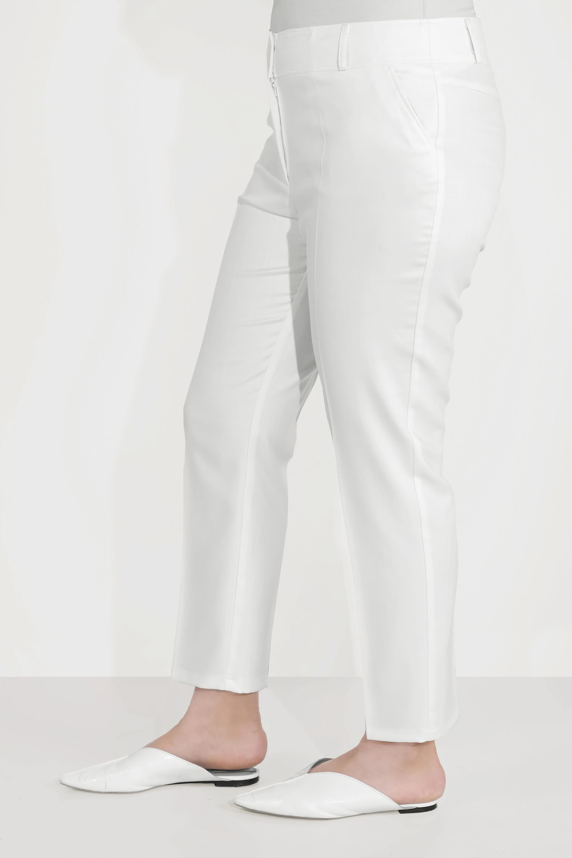 Vêtements hijab BLANC PANTALON À JAMBE LARGE TAILLE RÉGULİÈRE 70070