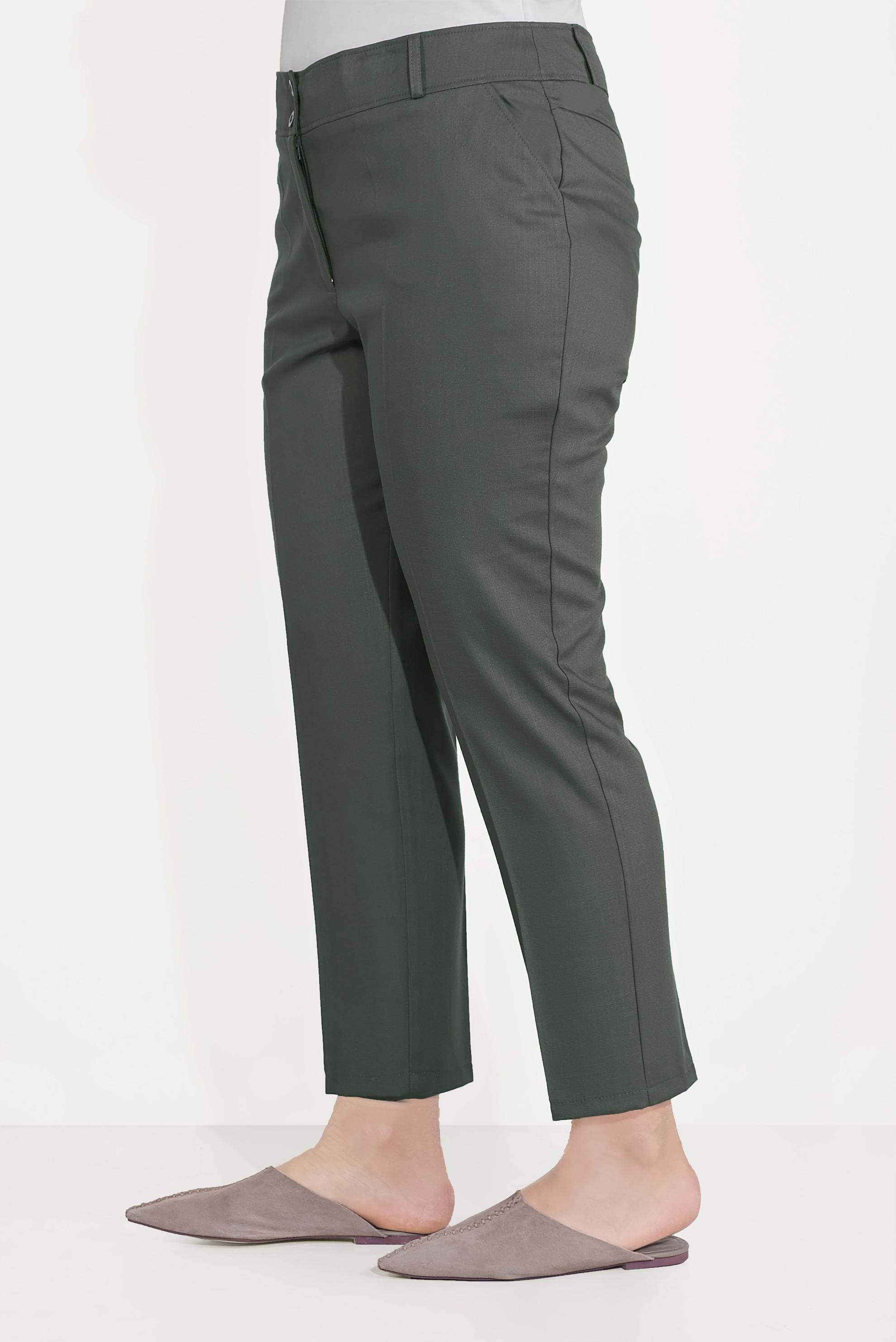 Vêtements hijab KAKI PANTALON À JAMBE LARGE TAILLE RÉGULİÈRE 70070