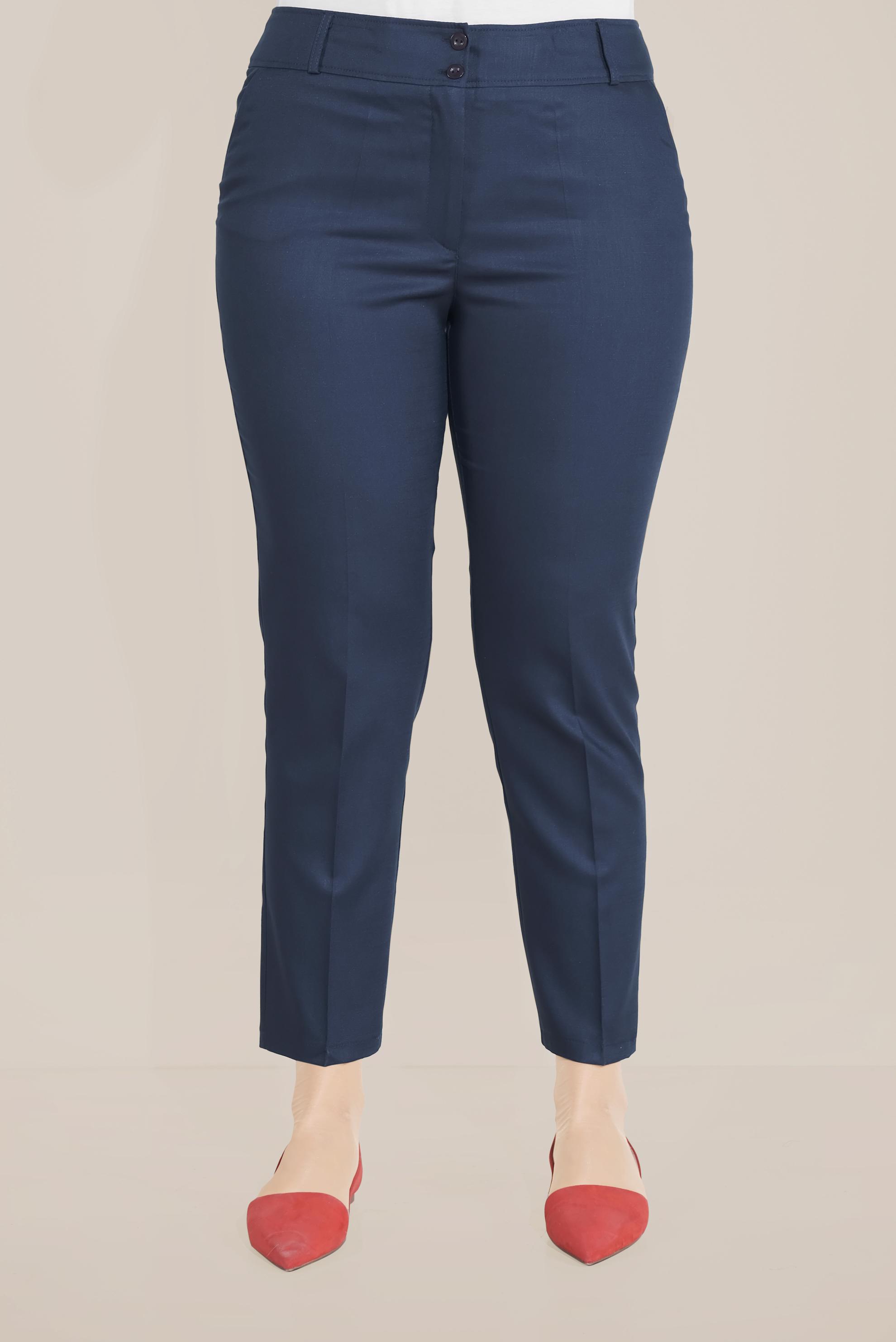 Vêtements hijab BLEU MARINE PANTALON À JAMBE LARGE TAILLE RÉGULİÈRE 70070