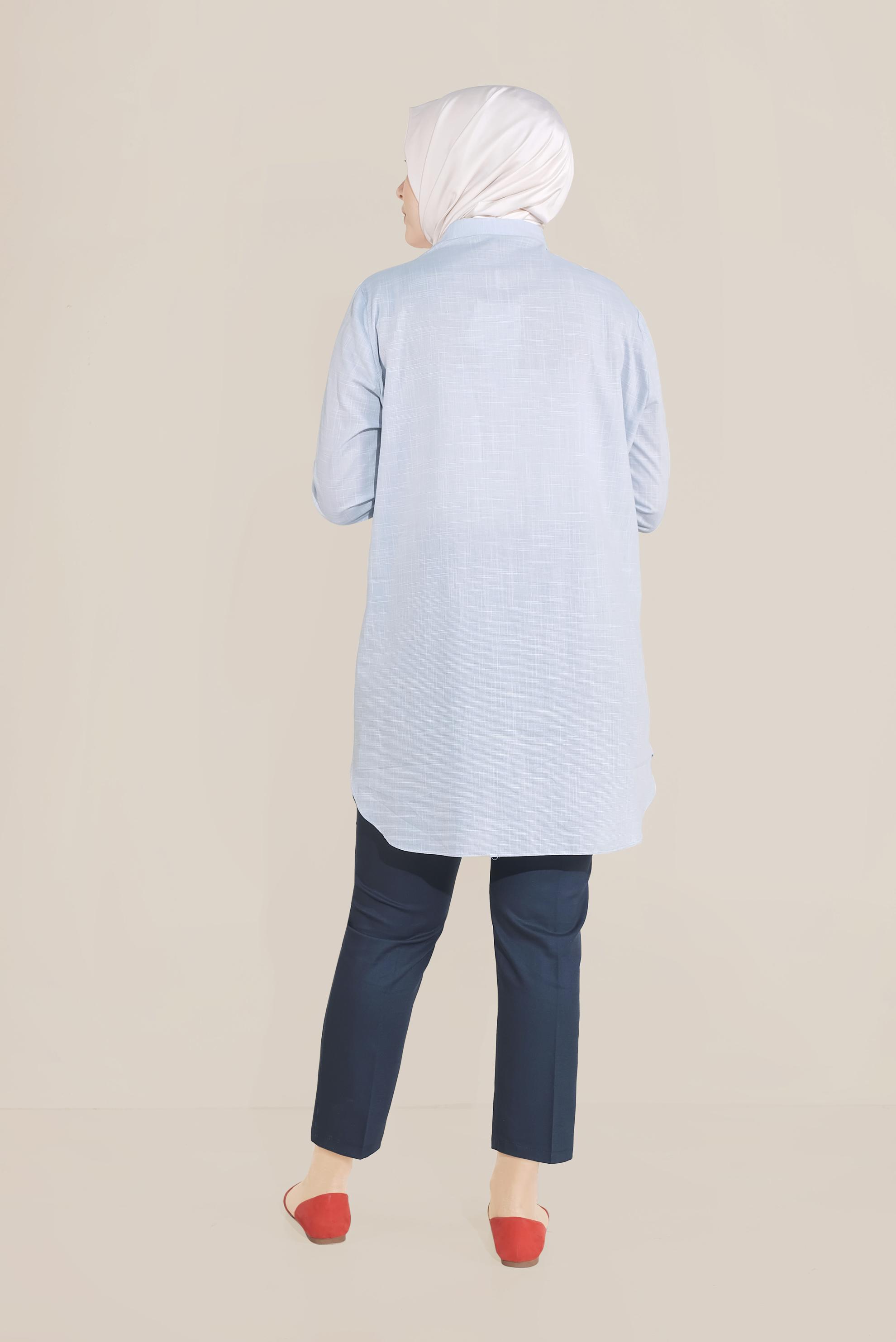 Vêtements hijab BLEU MARINE PANTALON À JAMBE LARGE TAILLE RÉGULİÈRE 70070