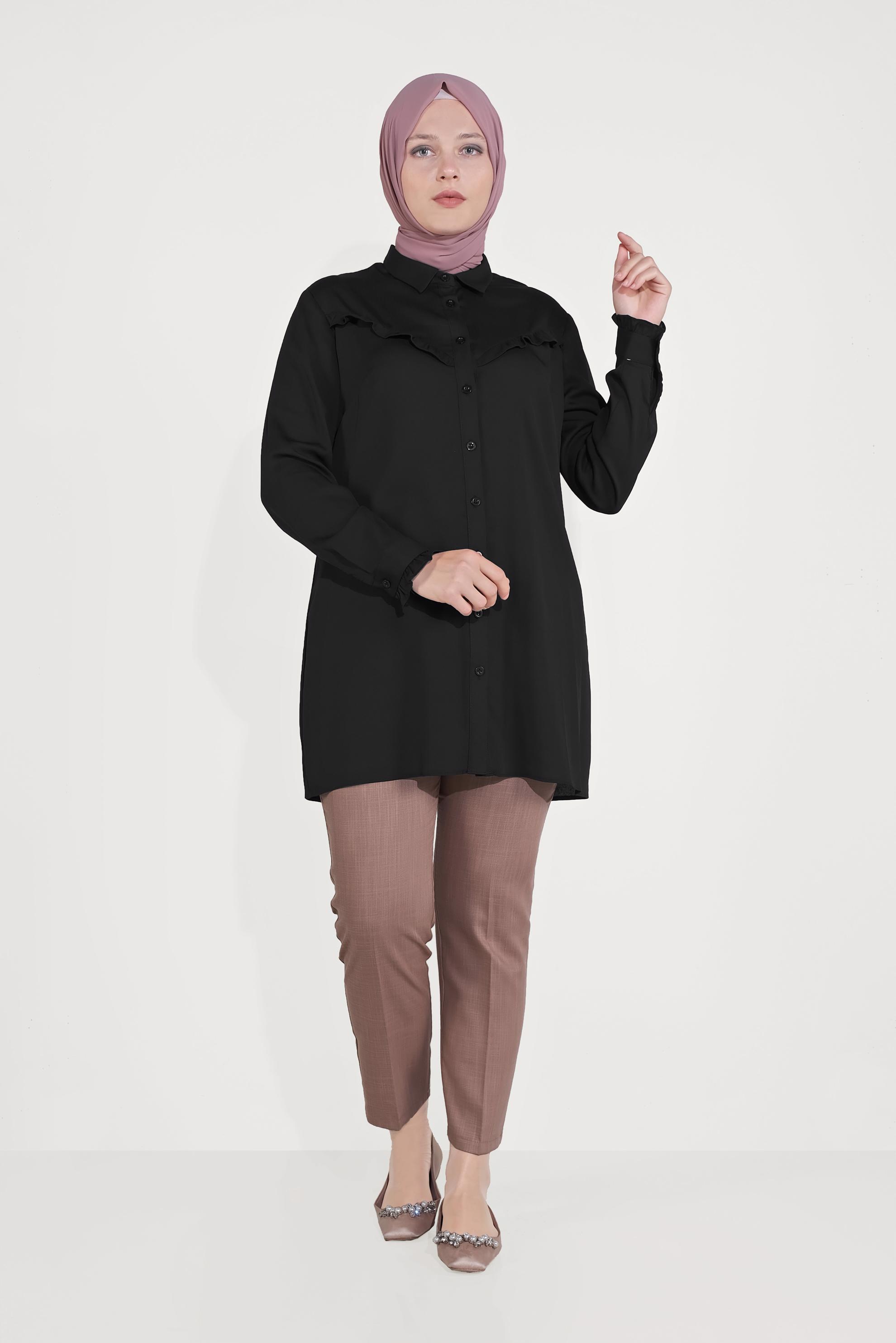 Vêtements hijab ROSE PANTALON À JAMBE LARGE TAILLE RÉGULİÈRE 70070