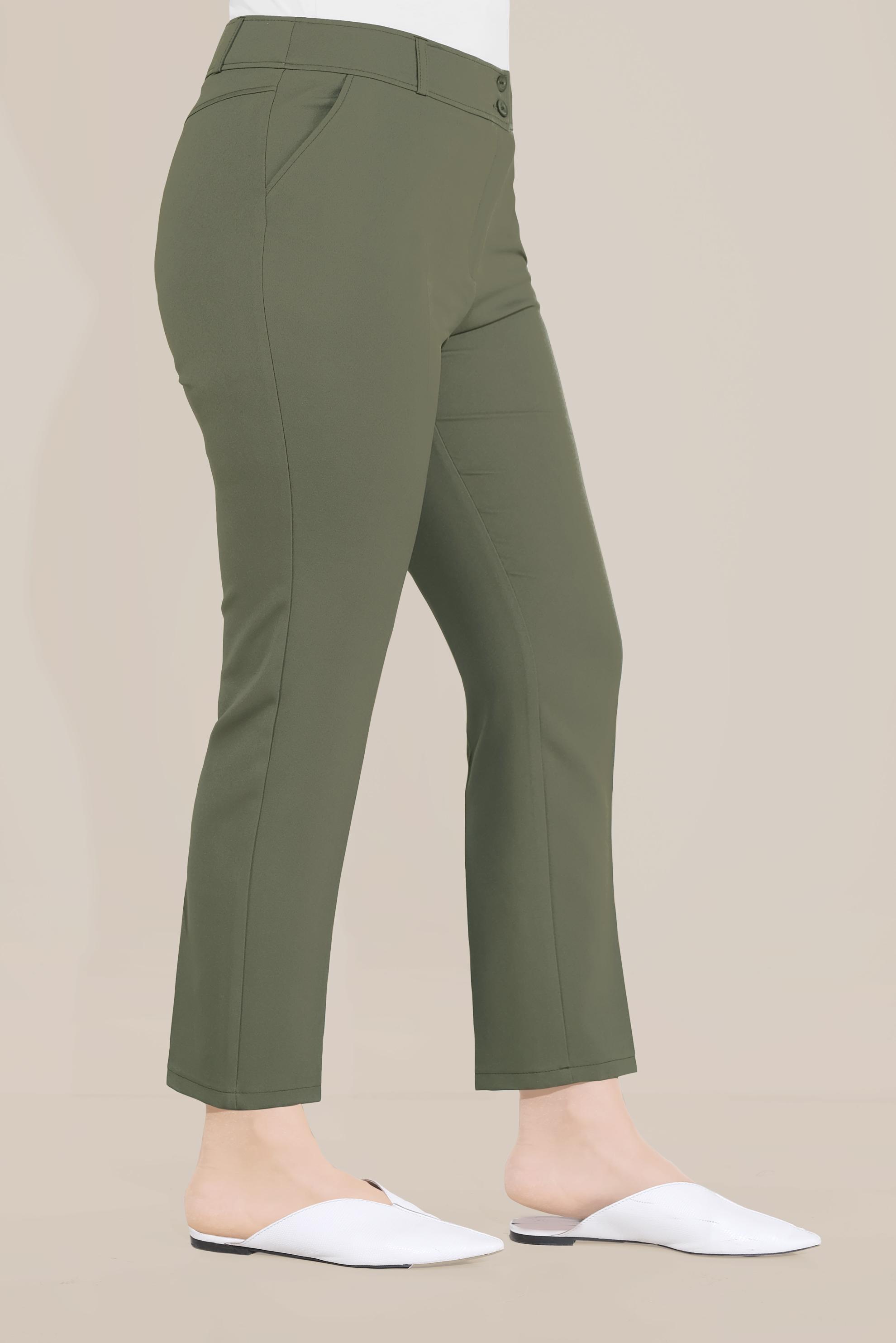 Tesettür giyim HAKİ ARA BEL PANTOLON 70071 