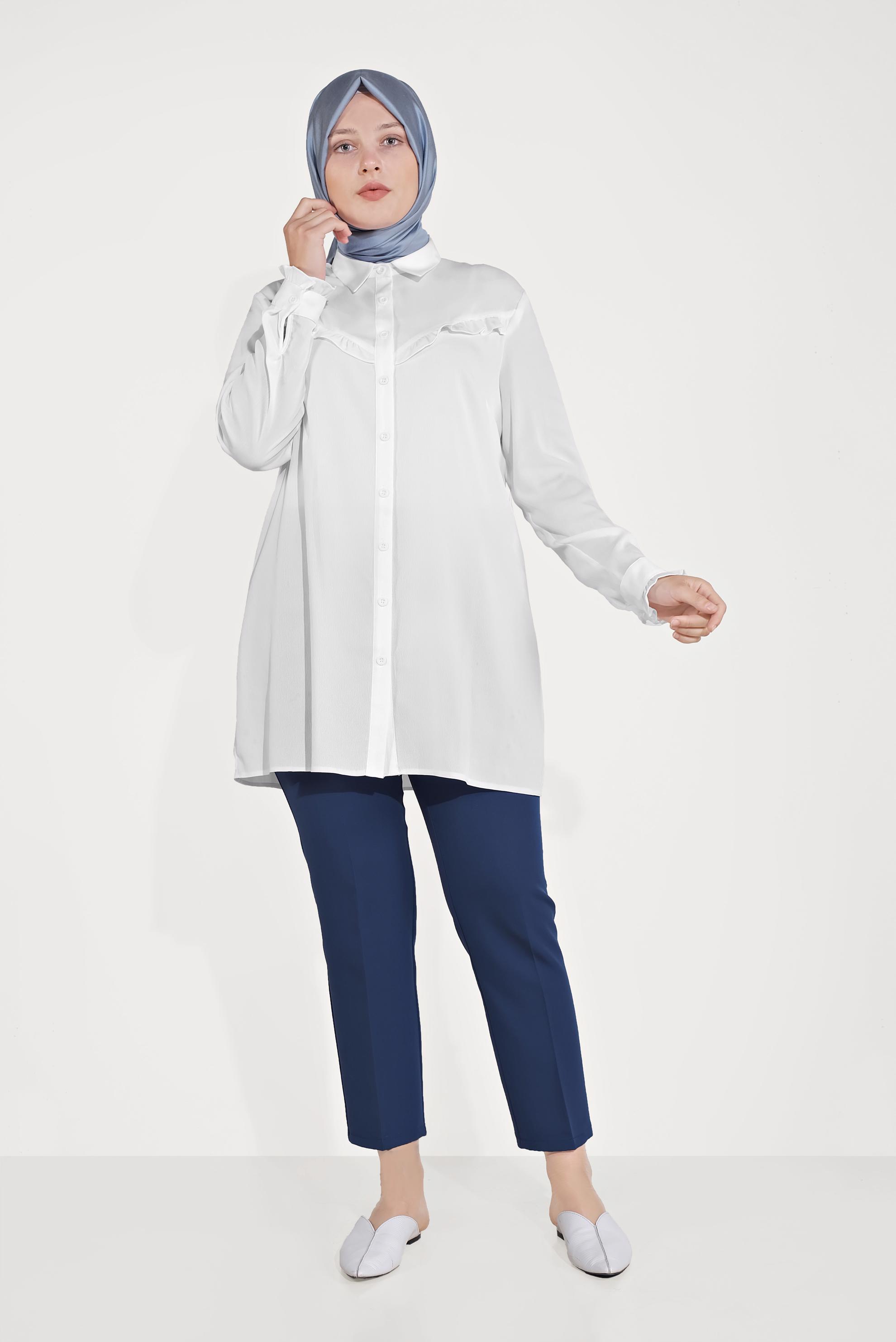 Tesettür giyim LACİVERT ARA BEL PANTOLON 70071 